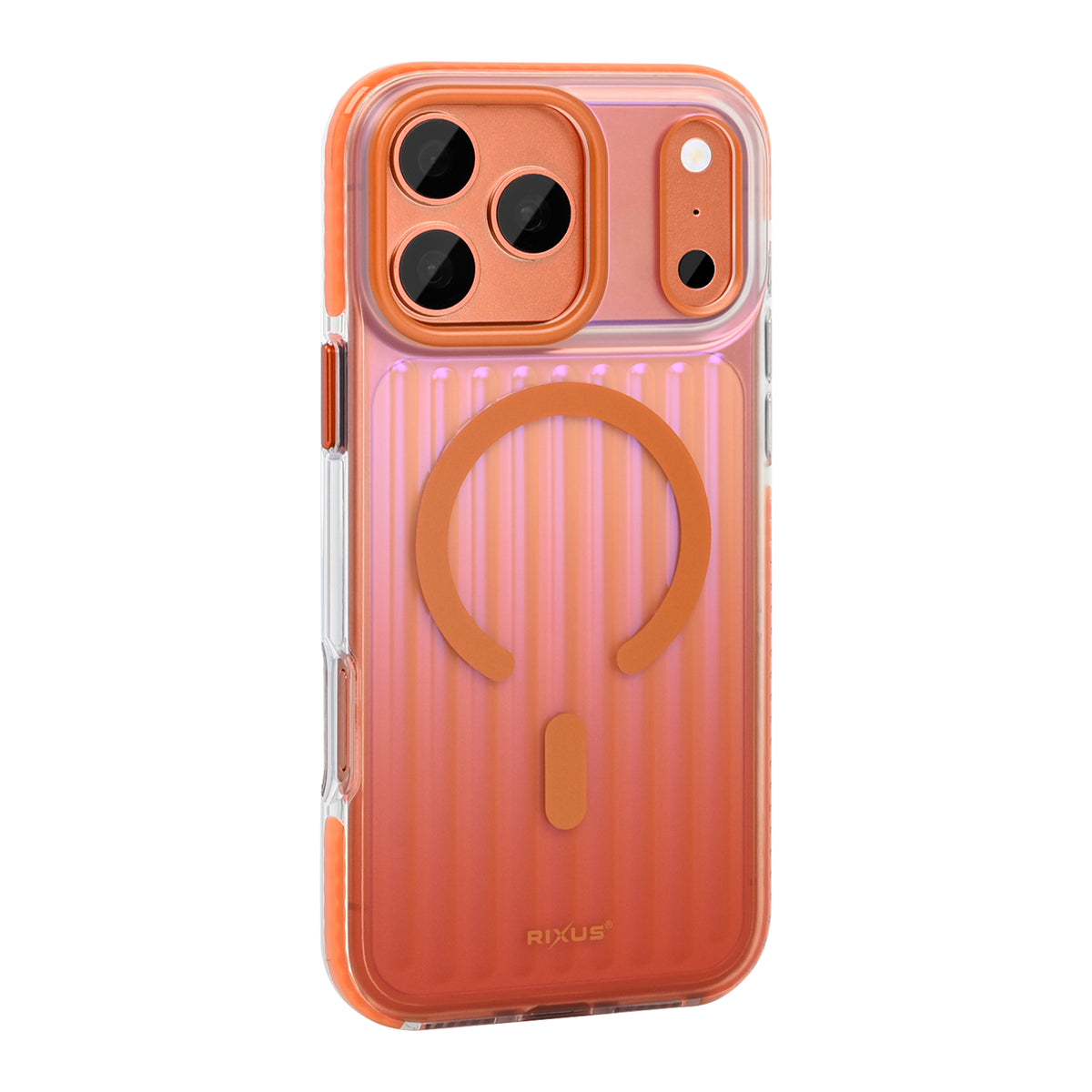 Rixus Aero Ribbed Shield Case With MagSafe Compatible For Apple iPhone 17 Pro, 18 Pro Orange