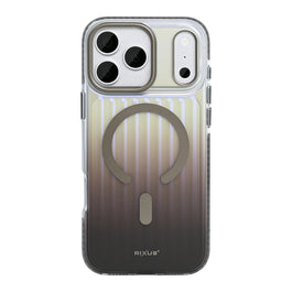 Rixus Aero Ribbed Shield Case With MagSafe Compatible For Apple iPhone 17 Pro Max, 18 Pro Max Titanium Grey