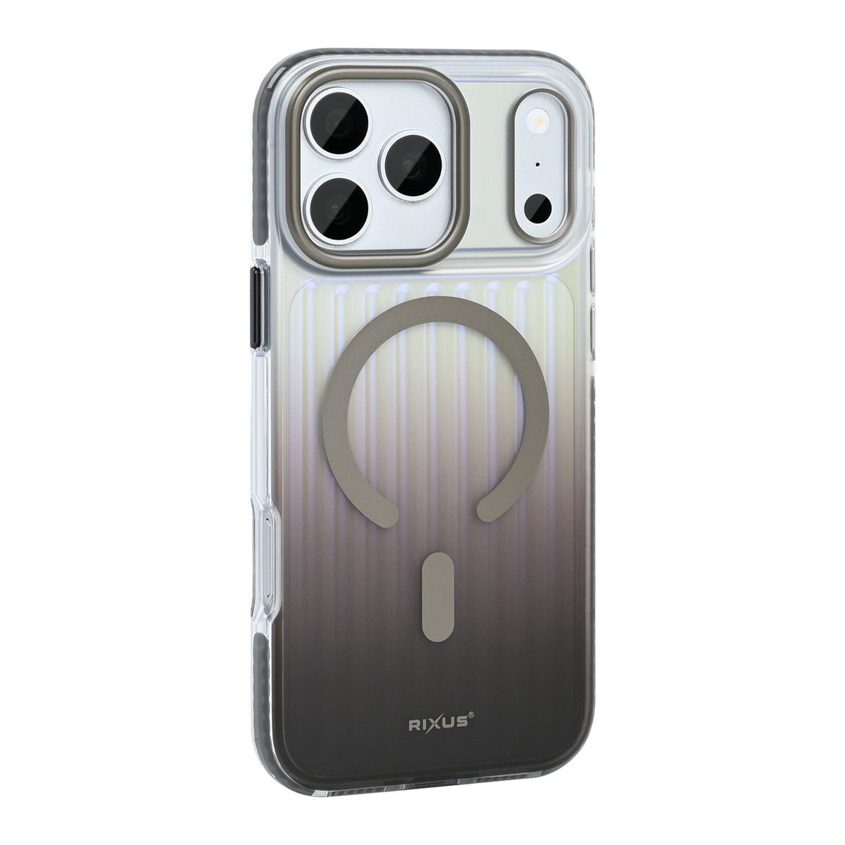 Rixus Aero Ribbed Shield Case With MagSafe Compatible For Apple iPhone 17 Pro Max, 18 Pro Max Titanium Grey