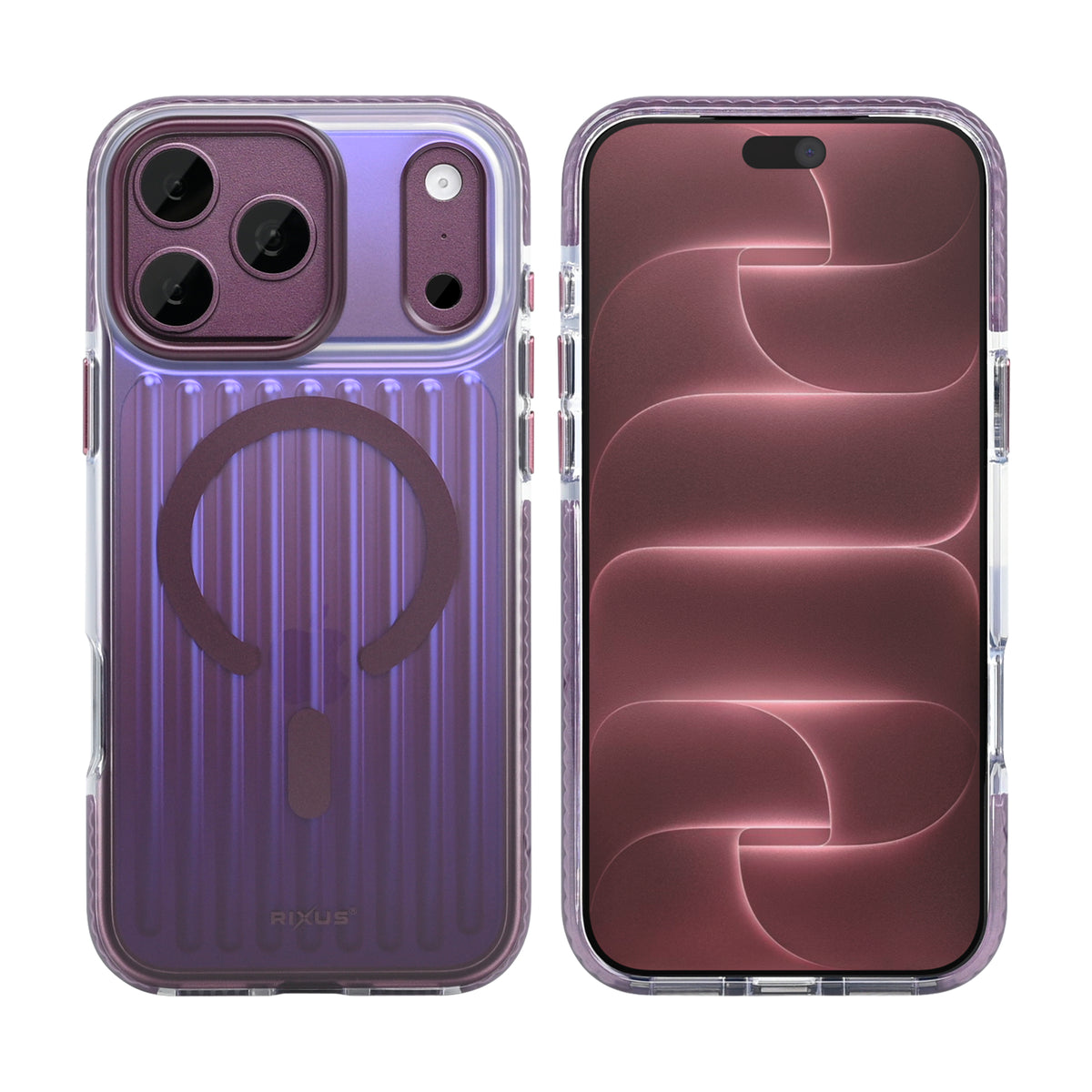 Rixus Aero Ribbed Shield Case With MagSafe Compatible For Apple iPhone 17 Pro Max, 18 Pro Max Burgundy