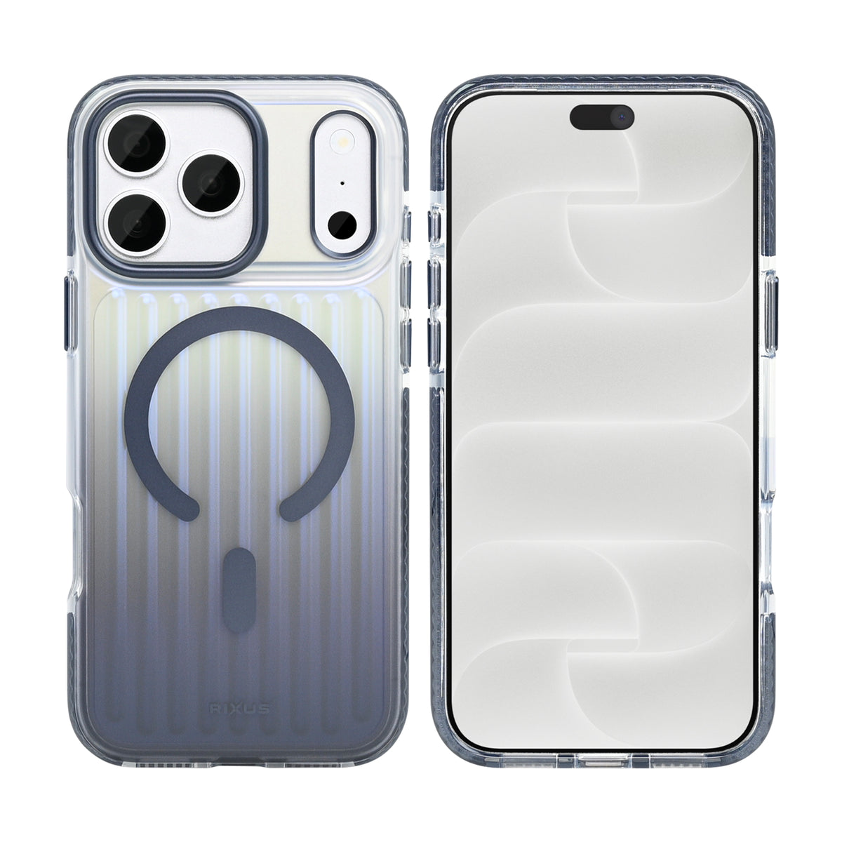 Rixus Aero Ribbed Shield Case With MagSafe Compatible For Apple iPhone 17 Pro Max, 18 Pro Max Blue