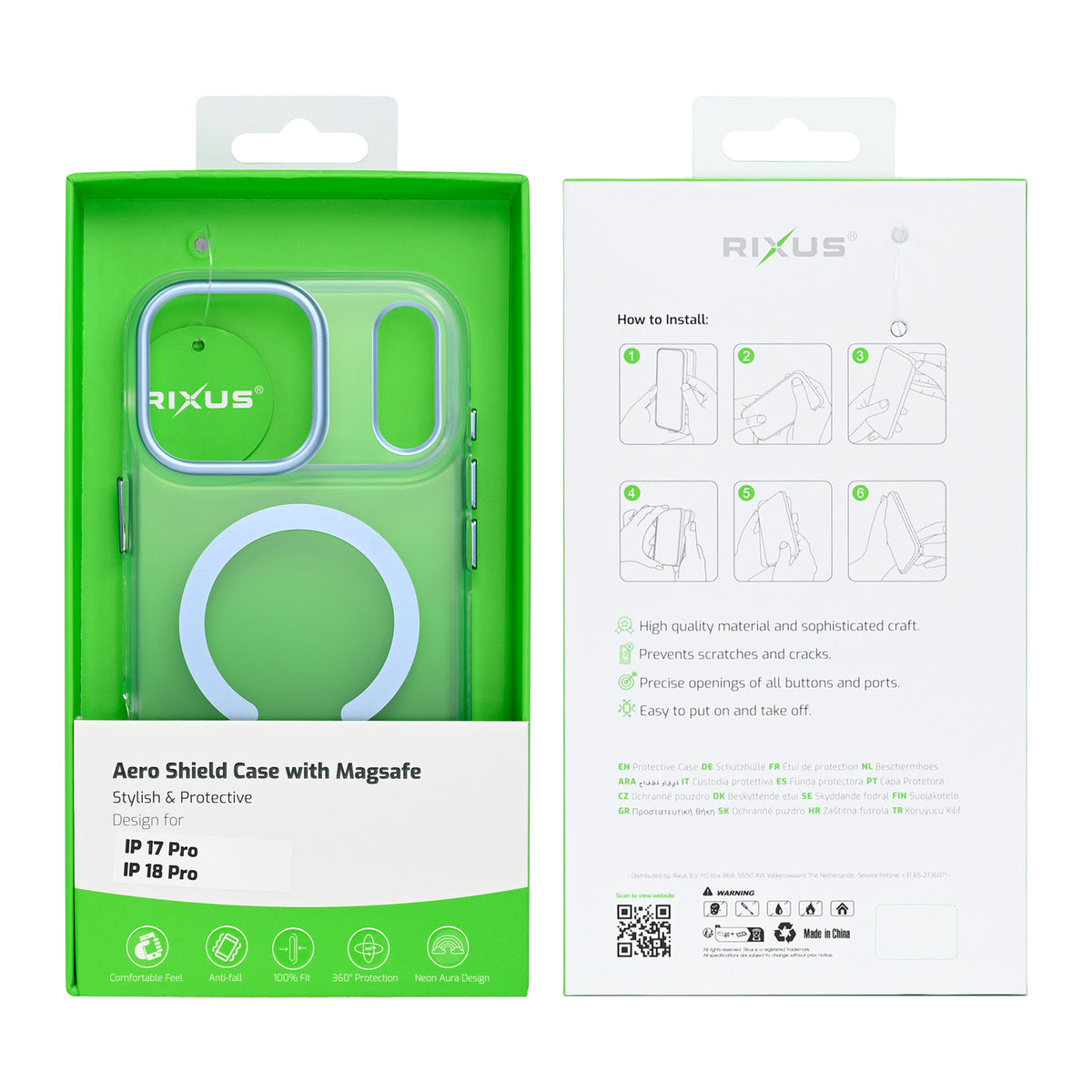 Rixus Aero Shield Case With MagSafe Compatible For Apple iPhone 17 Pro, 18 Pro Glacier
