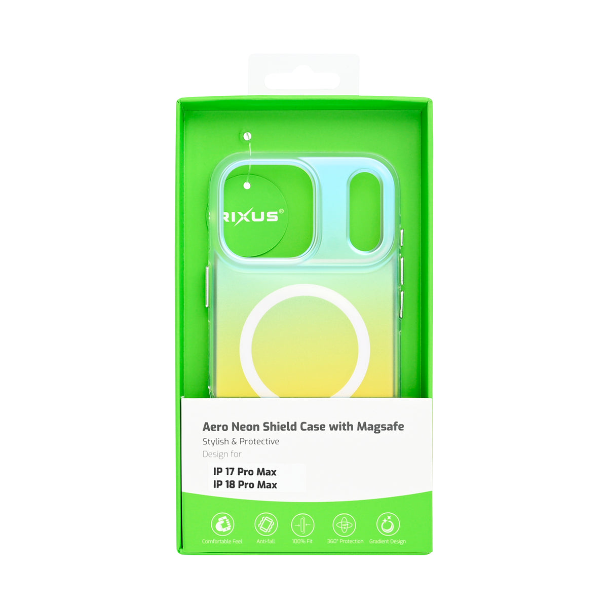 Rixus Aero Neon Shield Case With MagSafe Compatible For Apple iPhone 17 Pro, 18 Pro White