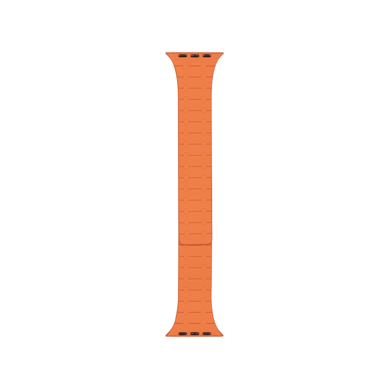 For Apple Watch 42mm, 44mm, 45mm, 49mm Magnetic Silicone Band Double Color Orange/Black Retail Box