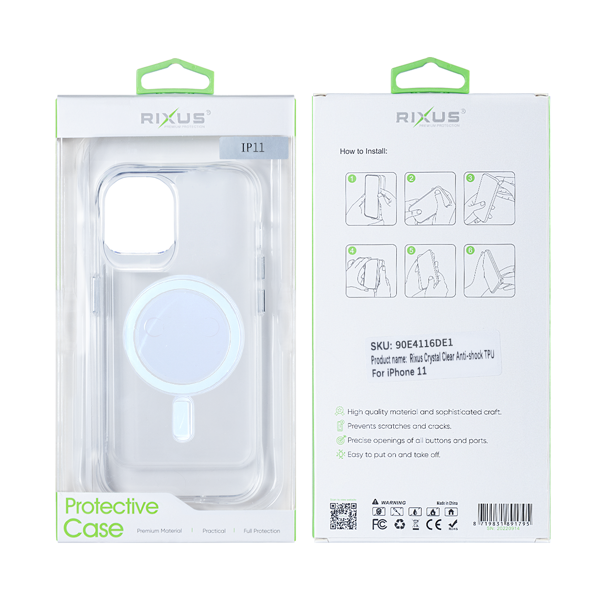 Rixus Anti Shock Case TPU With MagSafe Compatible For Apple iPhone 11 Transparent