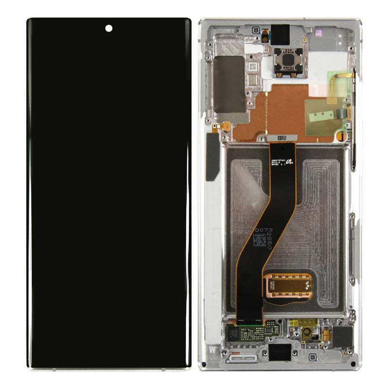 Samsung Galaxy Note 10 Plus N975F Display And Digitizer With Frame Aura White Service Pack