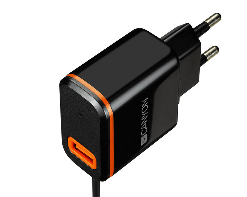 Canyon Wall Charger H-042 USB-A2.1A + USB-C Black Orange
