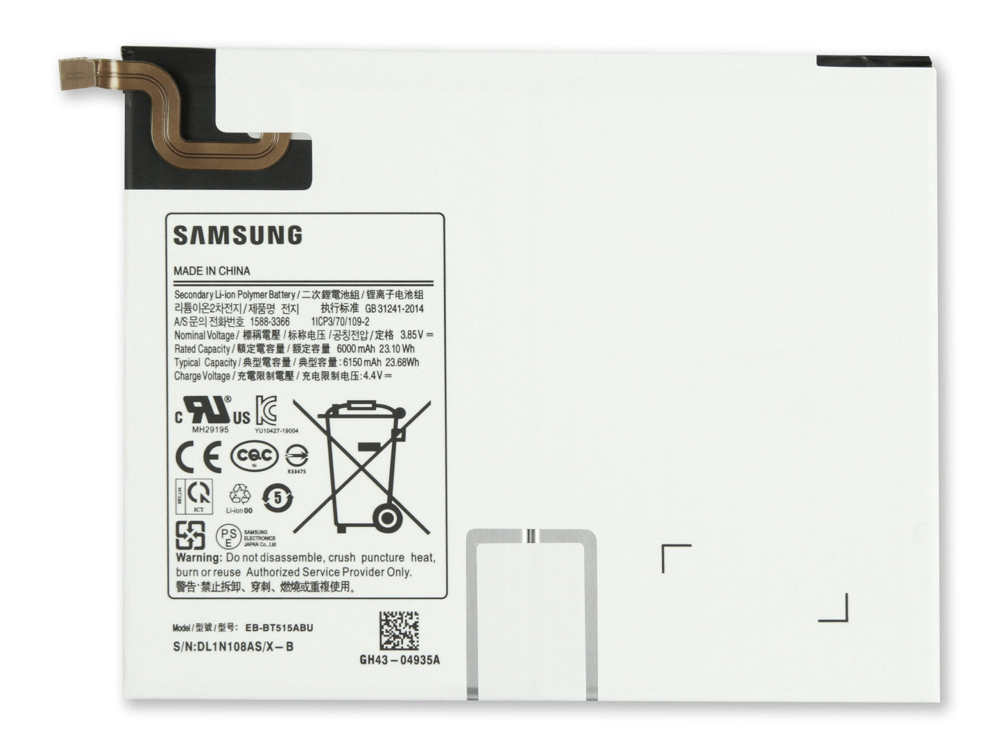 Samsung Galaxy Tab A 10.1 inch (2019) T510, T515 Battery EB-BT515ABU OEM