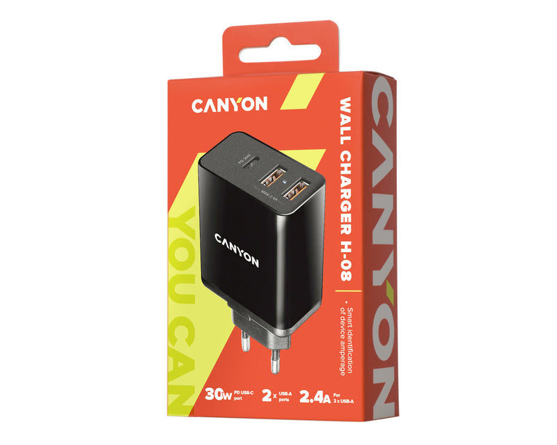 Canyon Wall Charger H-08 QC 3.0 USB-A 2.4A Black