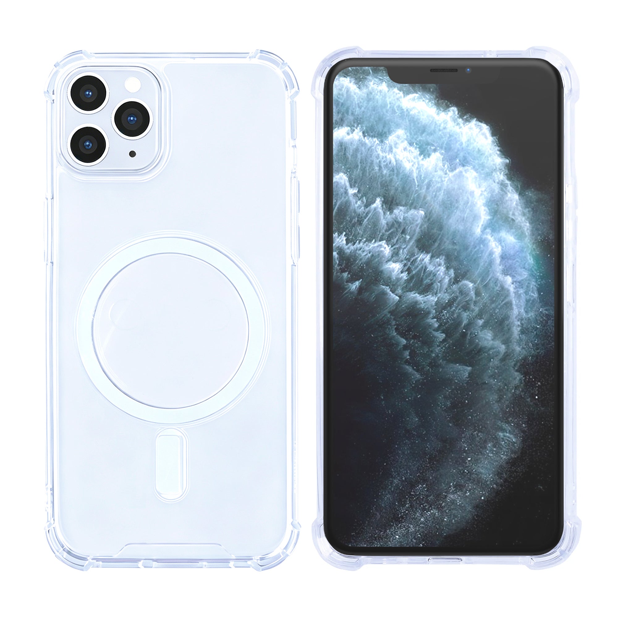 Rixus Anti-Burst Case With MagSafe Compatible For Apple iPhone 11 Pro Max Transparent
