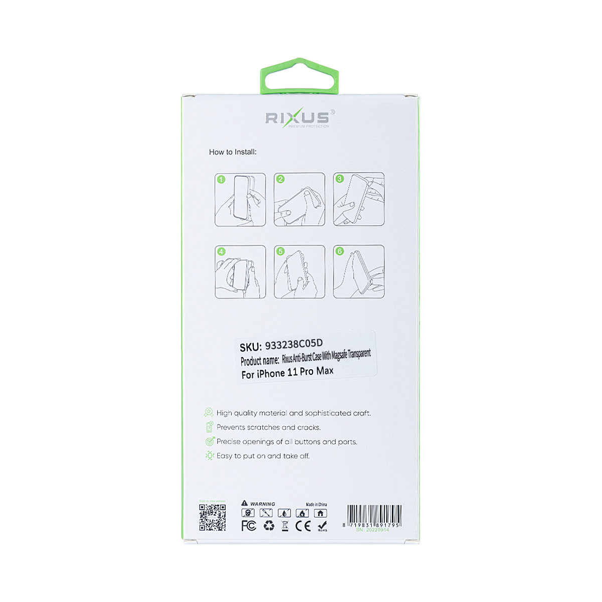 Rixus Anti-Burst Case With MagSafe Compatible For Apple iPhone 11 Pro Max Transparent