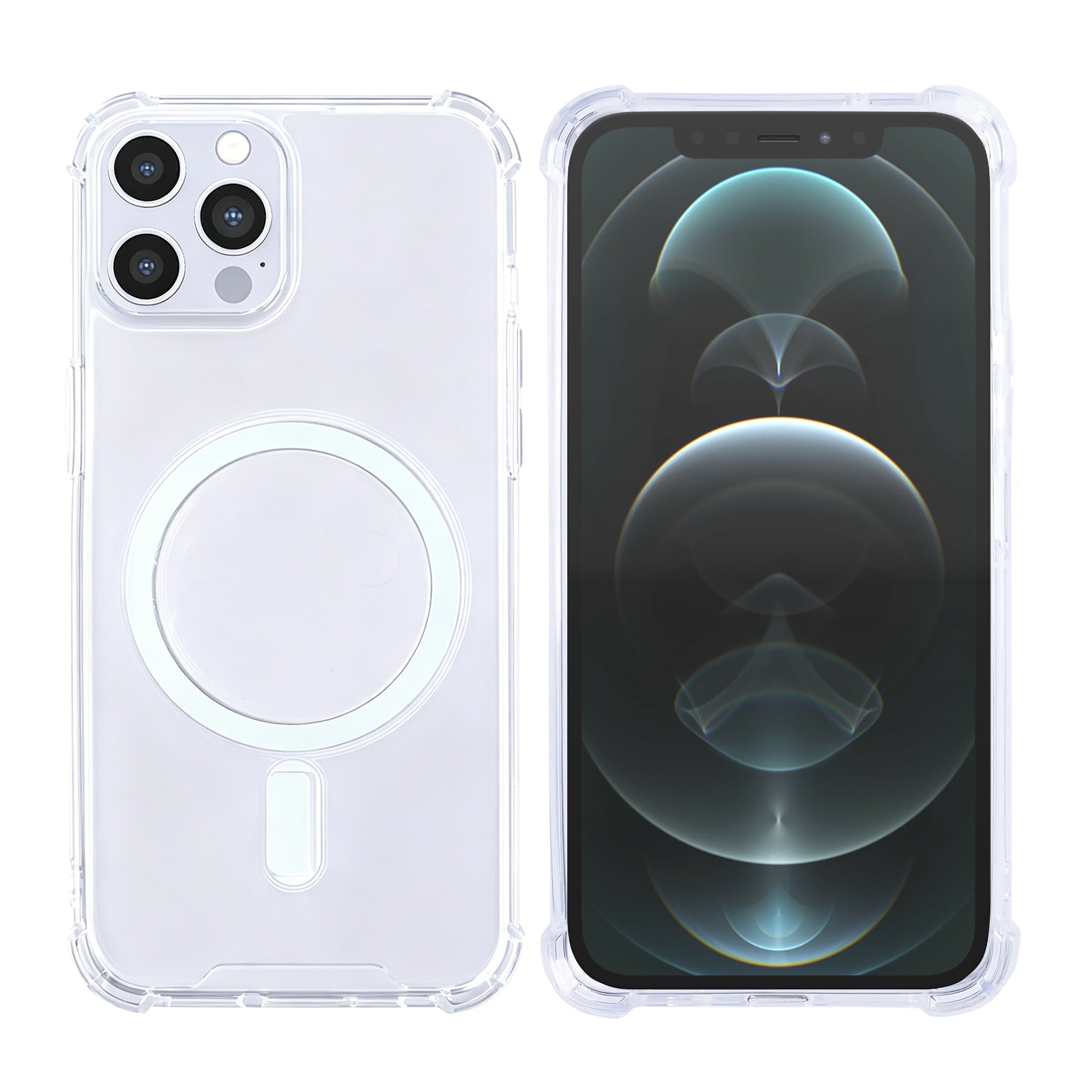 Rixus Anti-Burst Case With MagSafe Compatible For Apple iPhone 12 Pro Max Transparent