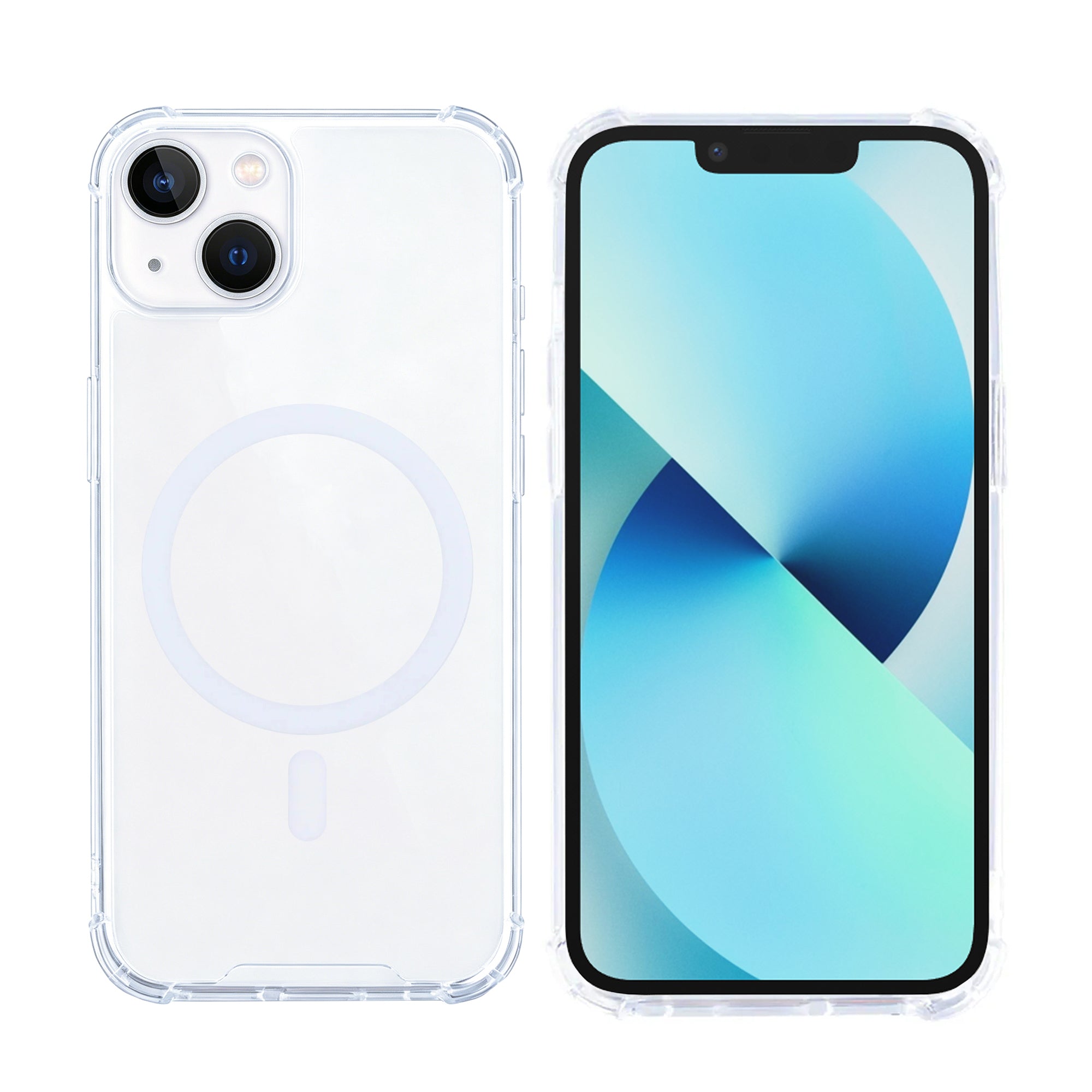 Rixus Anti-Burst Case With MagSafe Compatible For Apple iPhone 13 Transparent