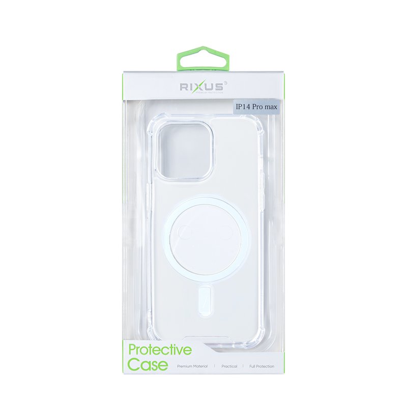 Rixus For iPhone 14 Pro Max Anti-Burst Case With Magsafe Transparent