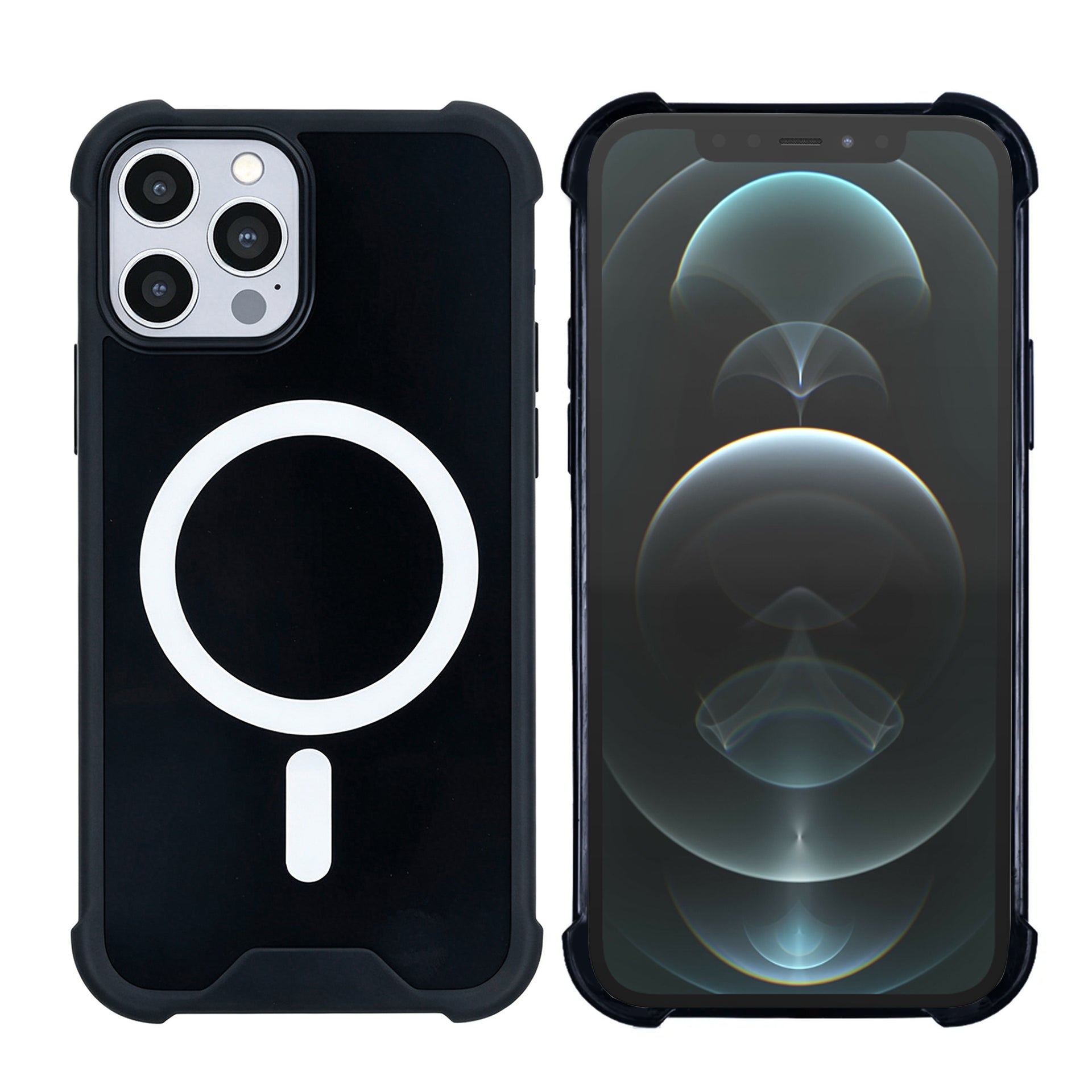 Rixus Anti-Burst Case With MagSafe Compatible For Apple iPhone 12, 12 Pro Black