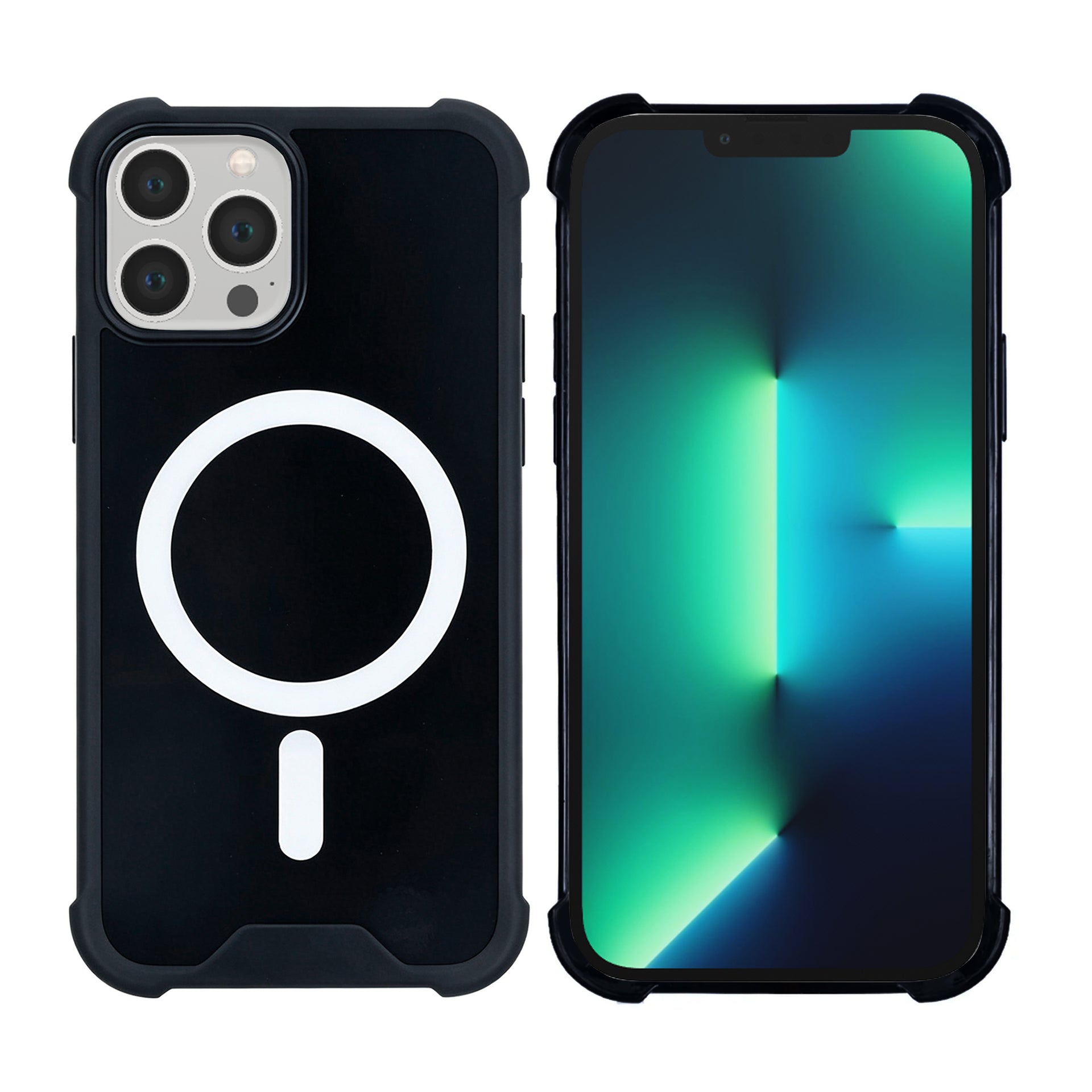 Rixus Anti-Burst Case With MagSafe Compatible For Apple iPhone 13 Pro Black