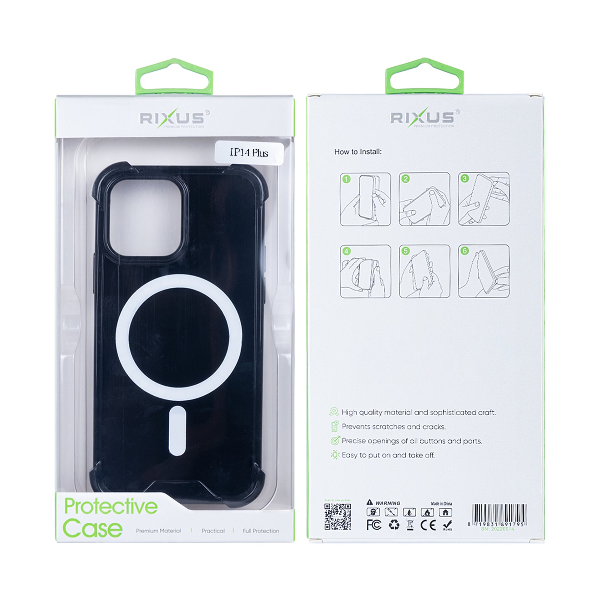 Rixus Anti-Burst Case With MagSafe Compatible For Apple iPhone 14 Plus Black