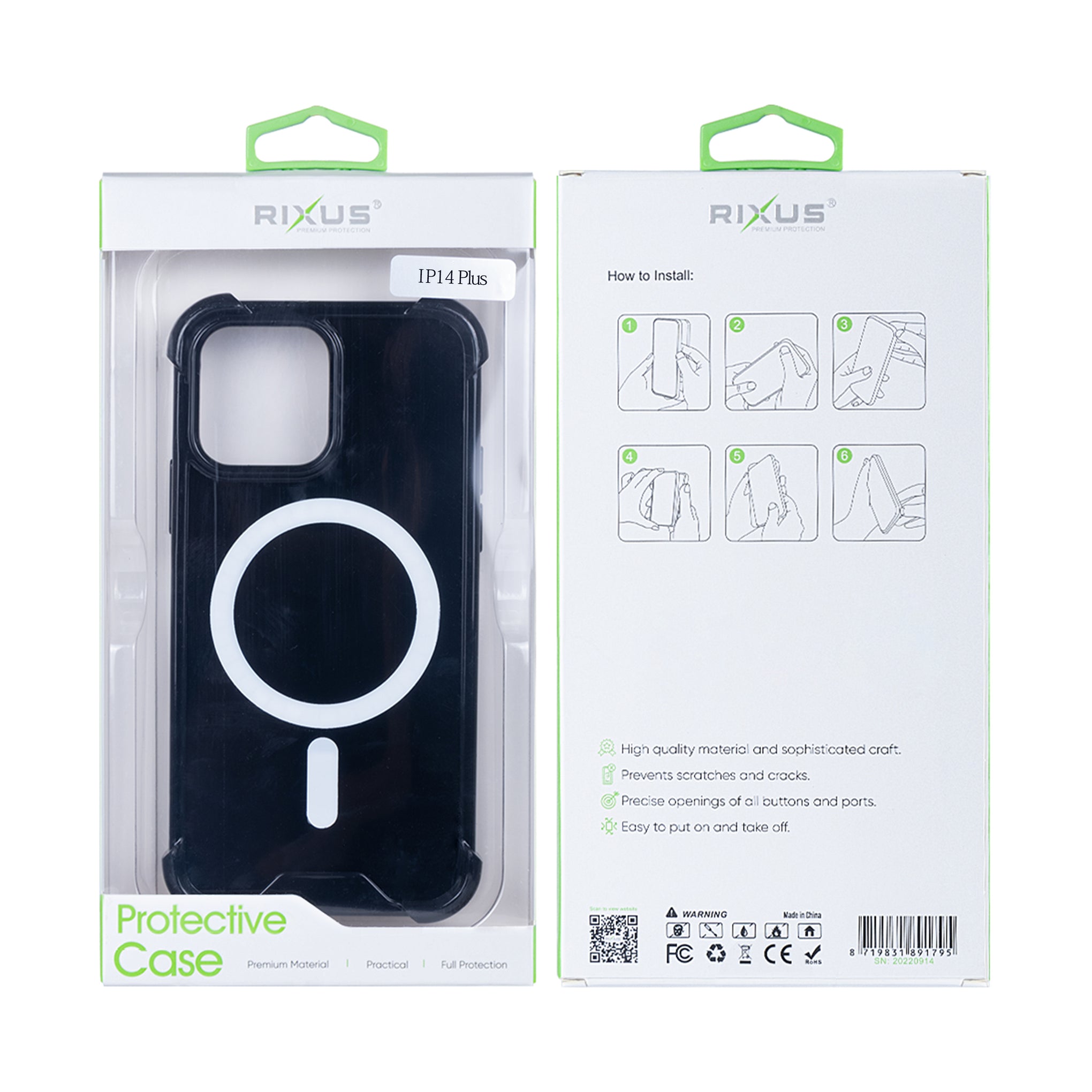 Rixus Anti-Burst Case With MagSafe Compatible For Apple iPhone 14 Plus Black