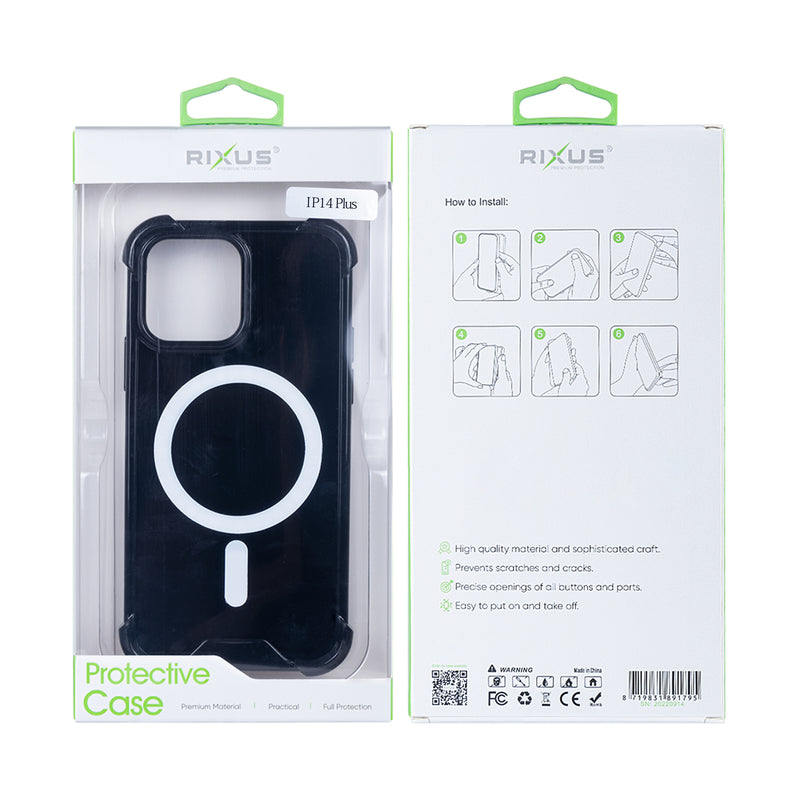 Rixus For iPhone 14 Plus Anti-Burst Case With Magsafe Black