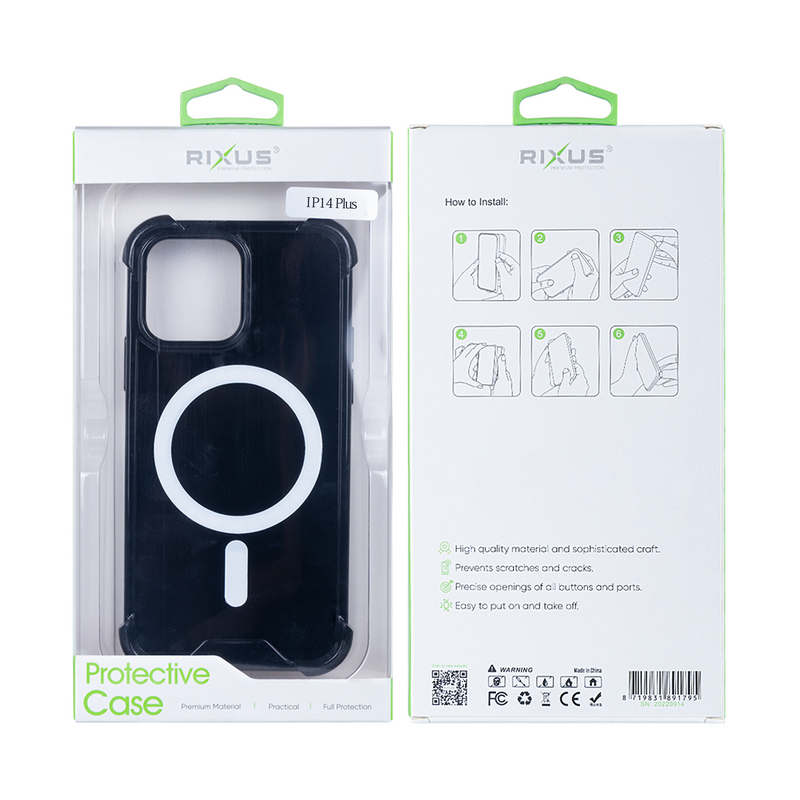 Rixus For iPhone 14 Plus Anti-Burst Case With Magsafe Black