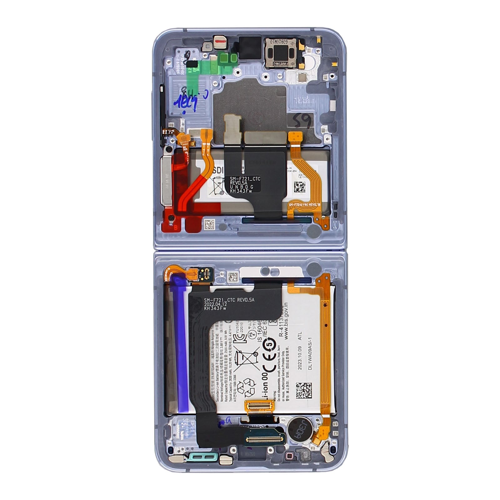 Samsung Galaxy Z Flip4 F721B Main Display And Digitizer With Frame Blue Service Pack