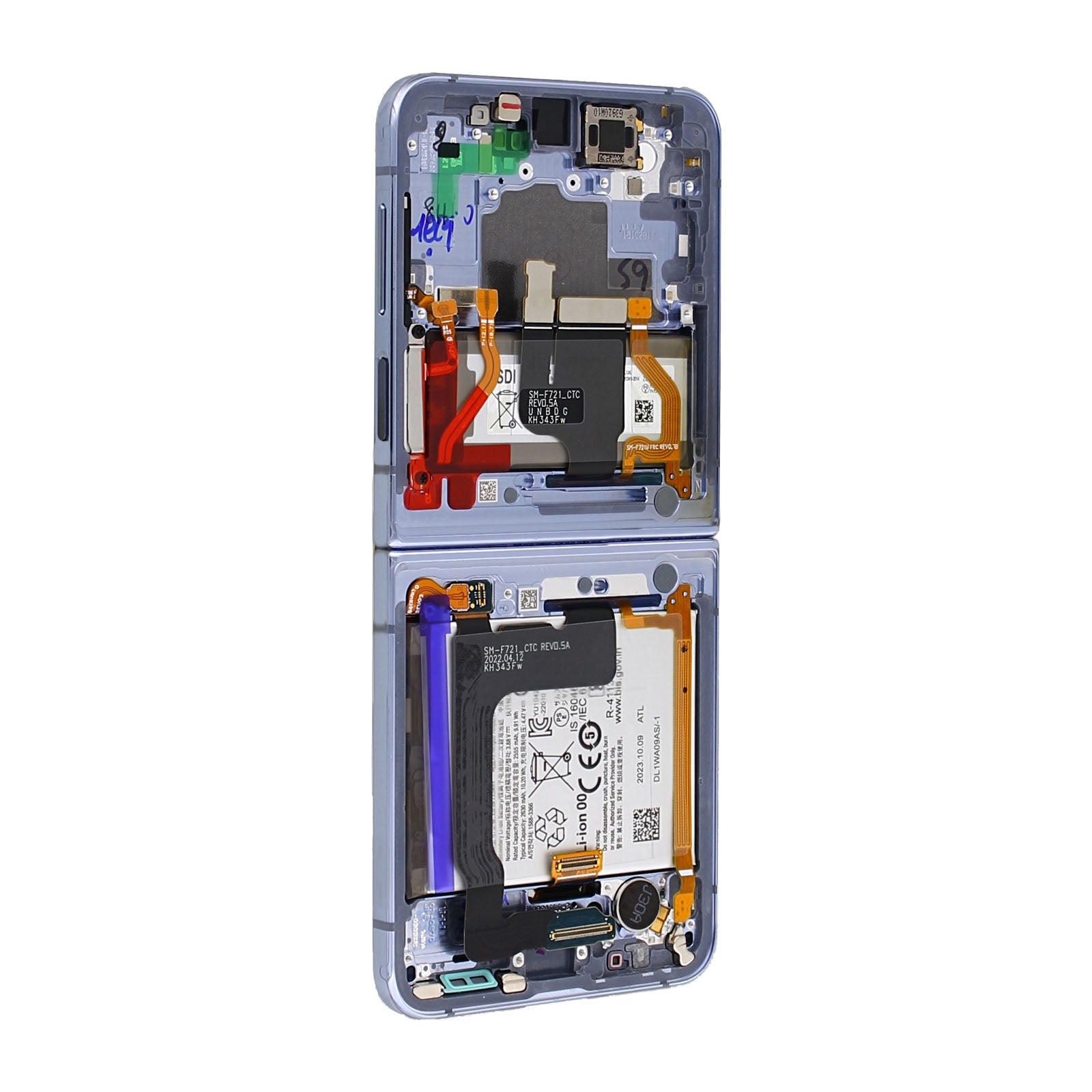 Samsung Galaxy Z Flip4 F721B Main Display And Digitizer With Frame Blue Service Pack