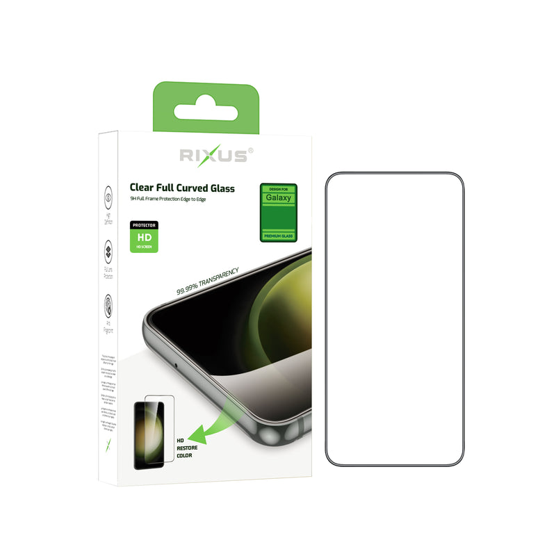 Rixus Clear HD Full Curved Edge Tempered Glass For Samsung Galaxy S23 FE, A54
