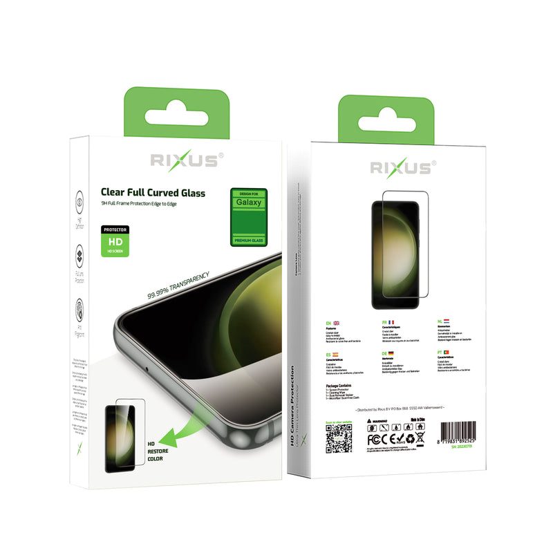Rixus Clear HD Full Curved Edge Tempered Glass For Samsung Galaxy S23 FE, A54