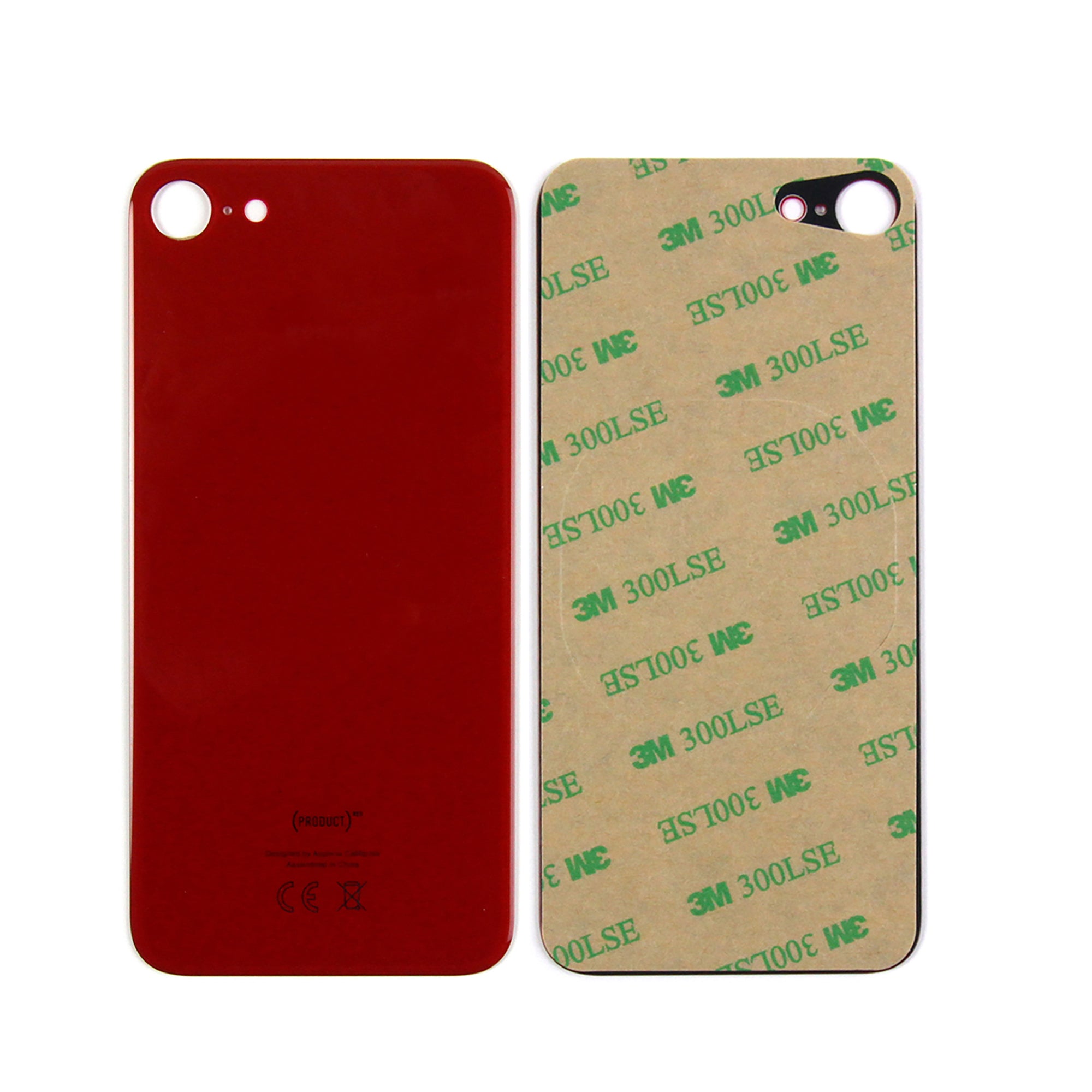 For Apple iPhone 8 Back Glass, Enlarged Camera Frame Red Compatible