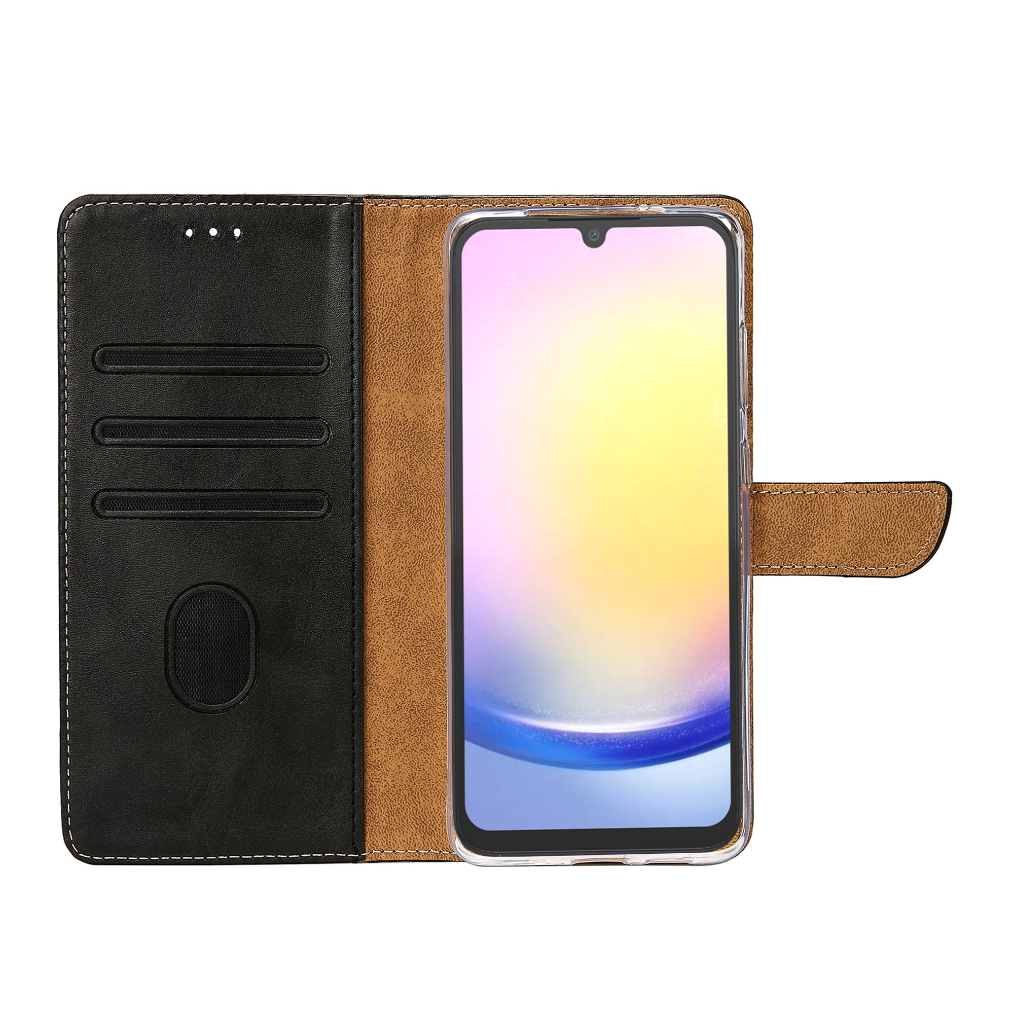 Rixus Bookcase For Samsung Galaxy A25 5G Black
