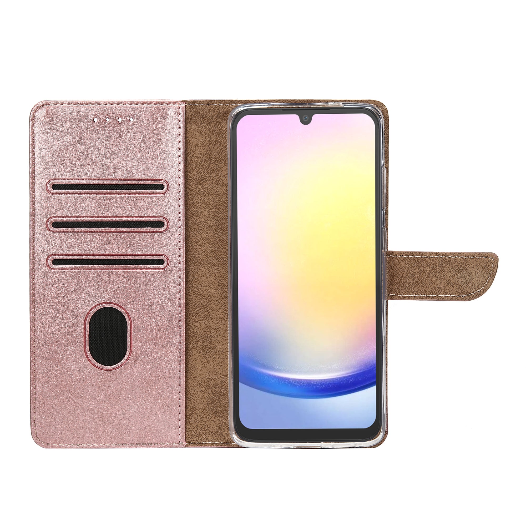 Rixus Bookcase For Samsung Galaxy A25 5G Pink