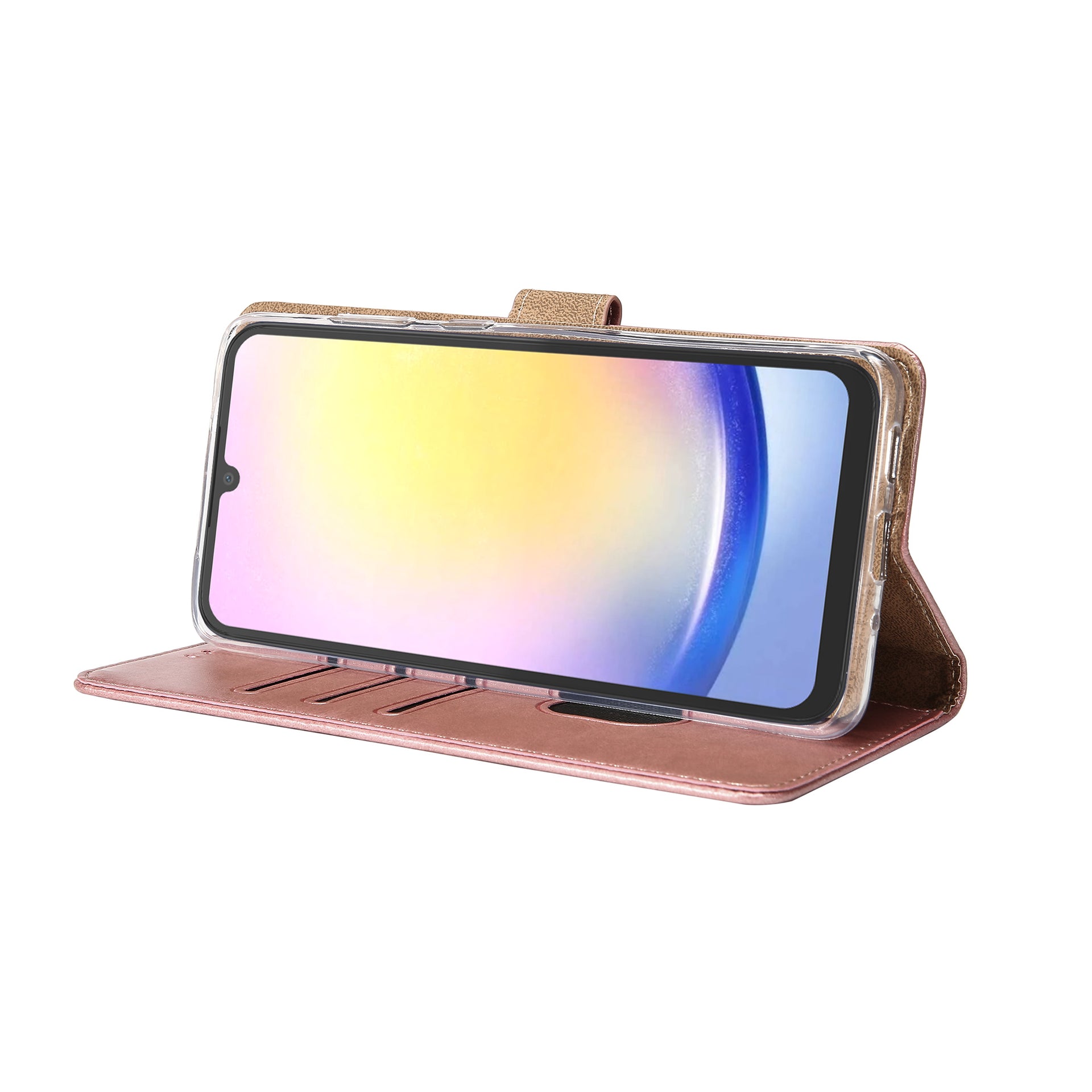 Rixus Bookcase For Samsung Galaxy A25 5G Pink