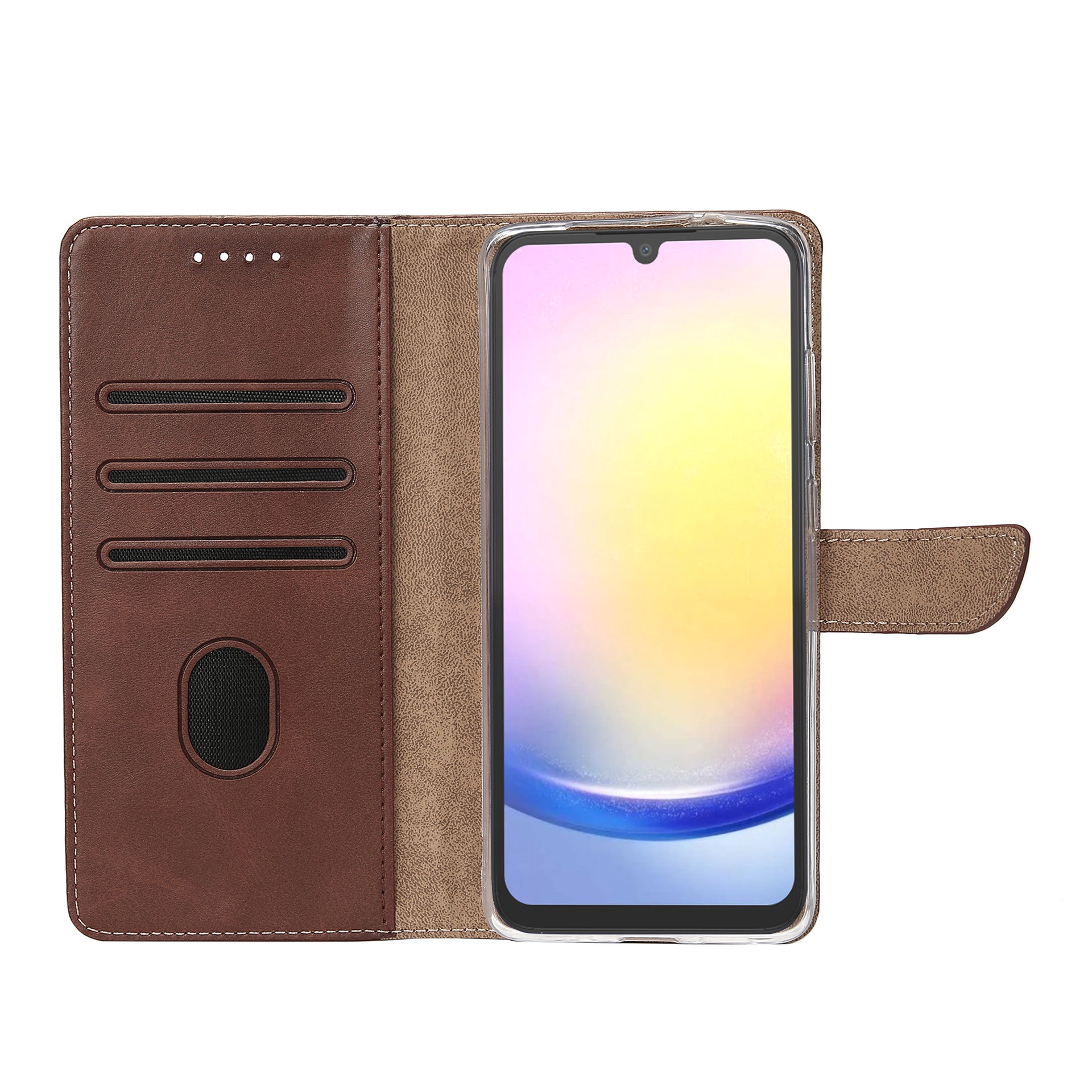 Rixus Bookcase For Samsung Galaxy A25 5G Brown