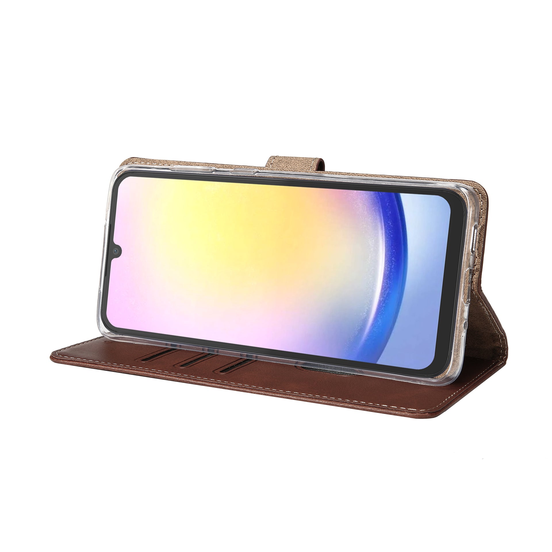 Rixus Bookcase For Samsung Galaxy A25 5G Brown