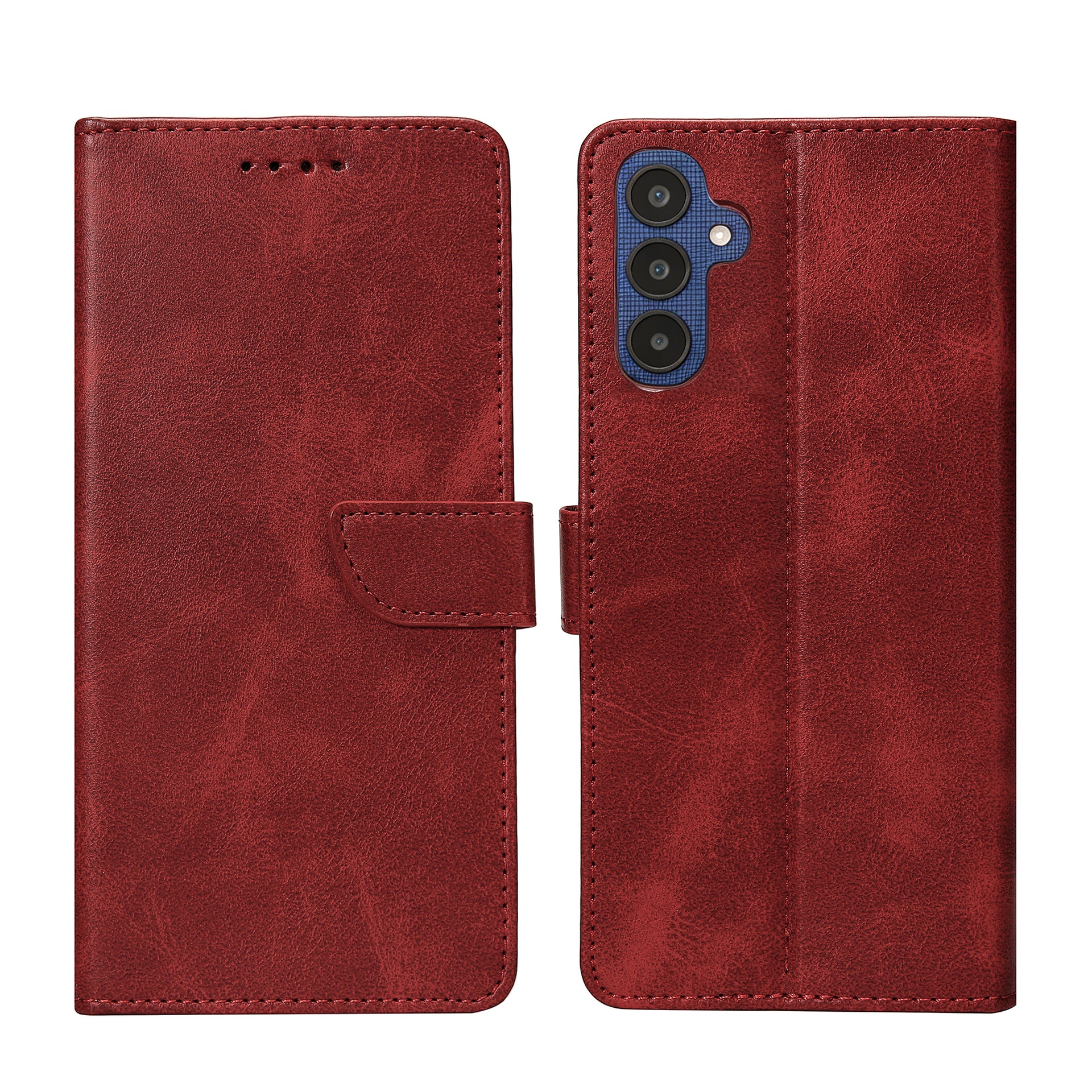 Rixus Bookcase For Samsung Galaxy A25 5G Dark Red