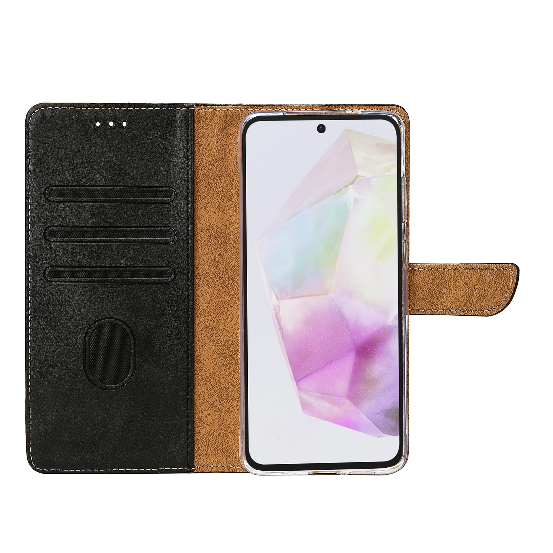 Rixus Bookcase For Samsung Galaxy A35 5G Black