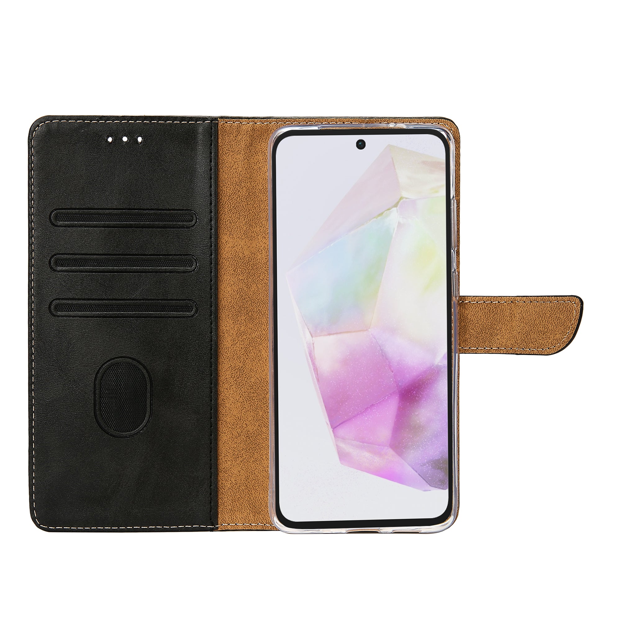 Rixus Bookcase For Samsung Galaxy A35 5G Black