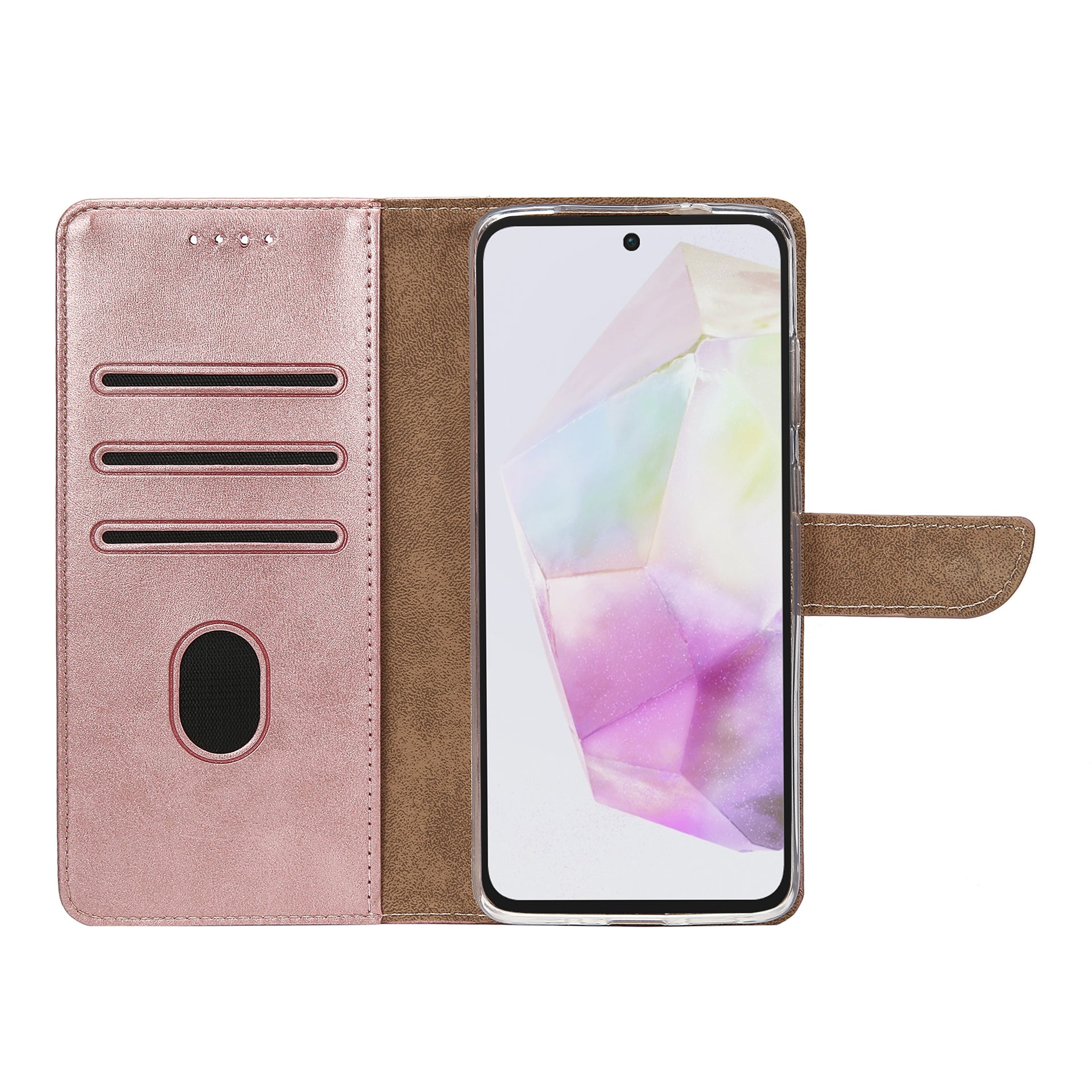 Rixus Bookcase For Samsung Galaxy A35 5G Pink