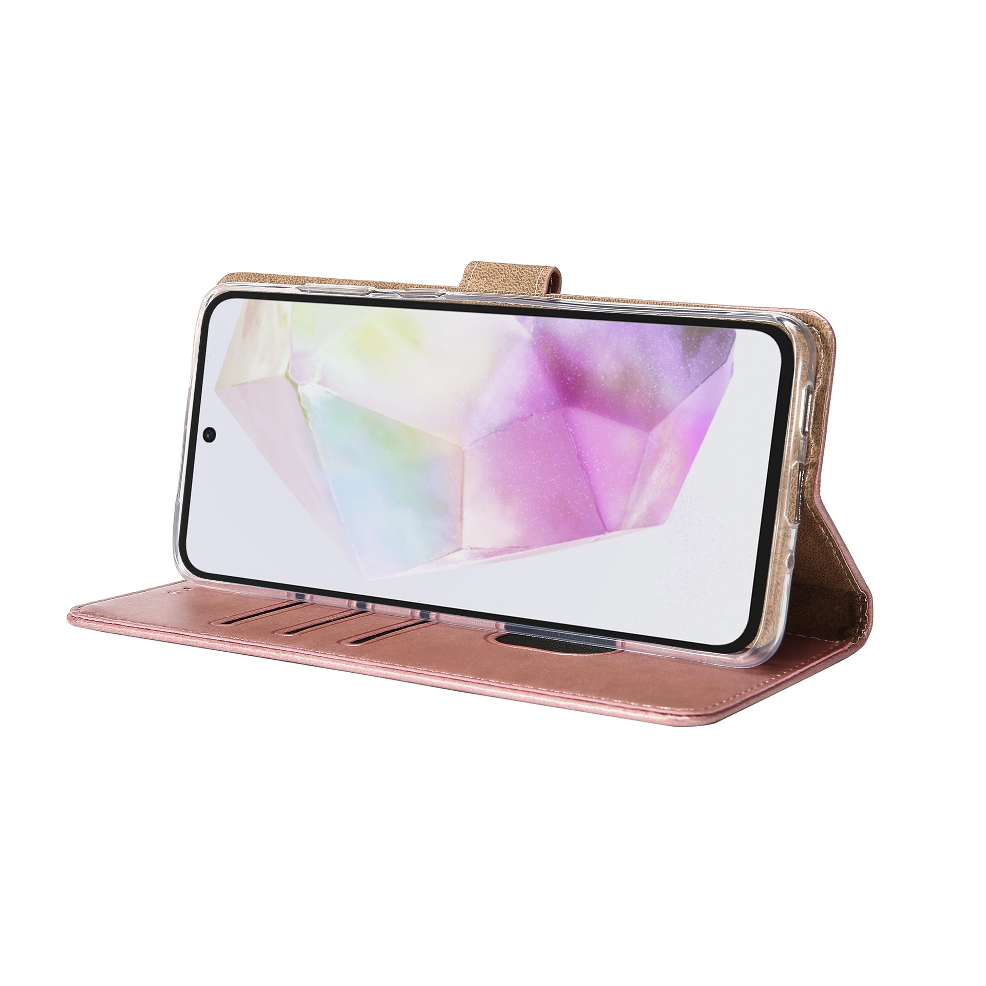 Rixus Bookcase For Samsung Galaxy A35 5G Pink