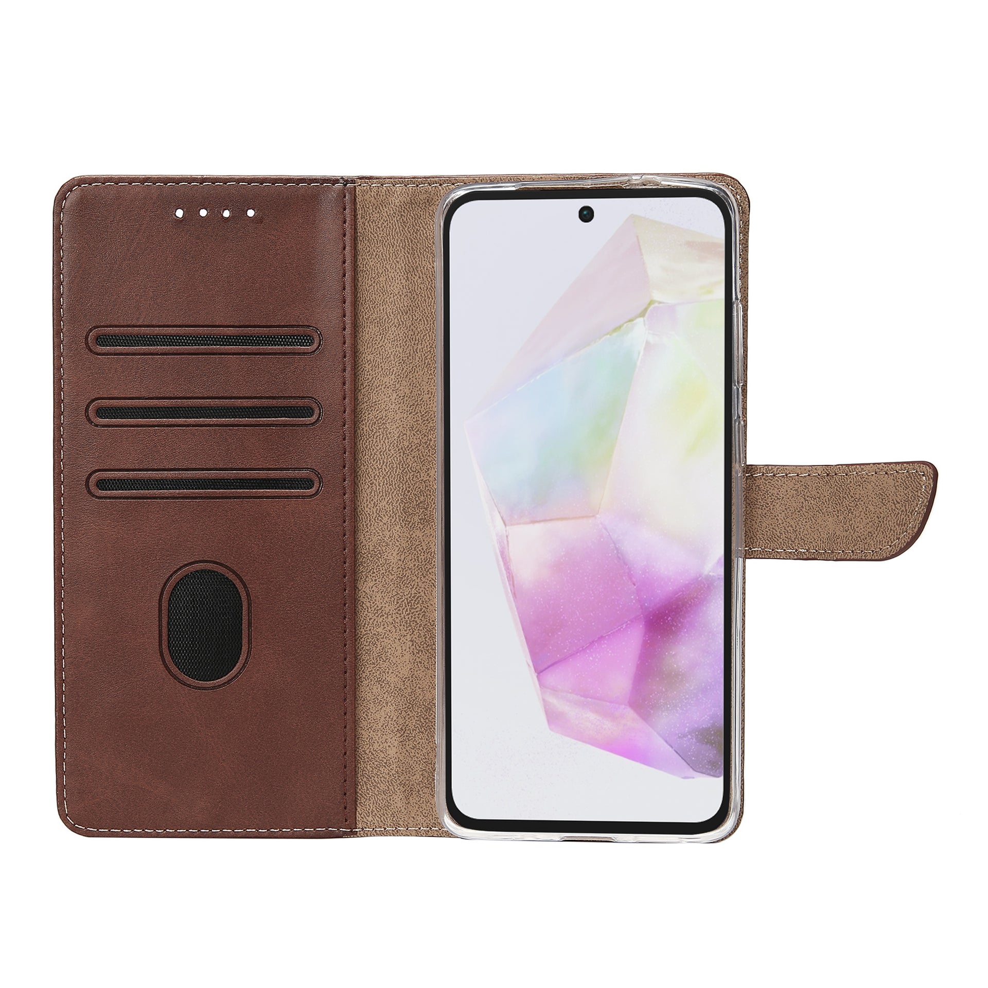 Rixus Bookcase For Samsung Galaxy A35 5G Brown