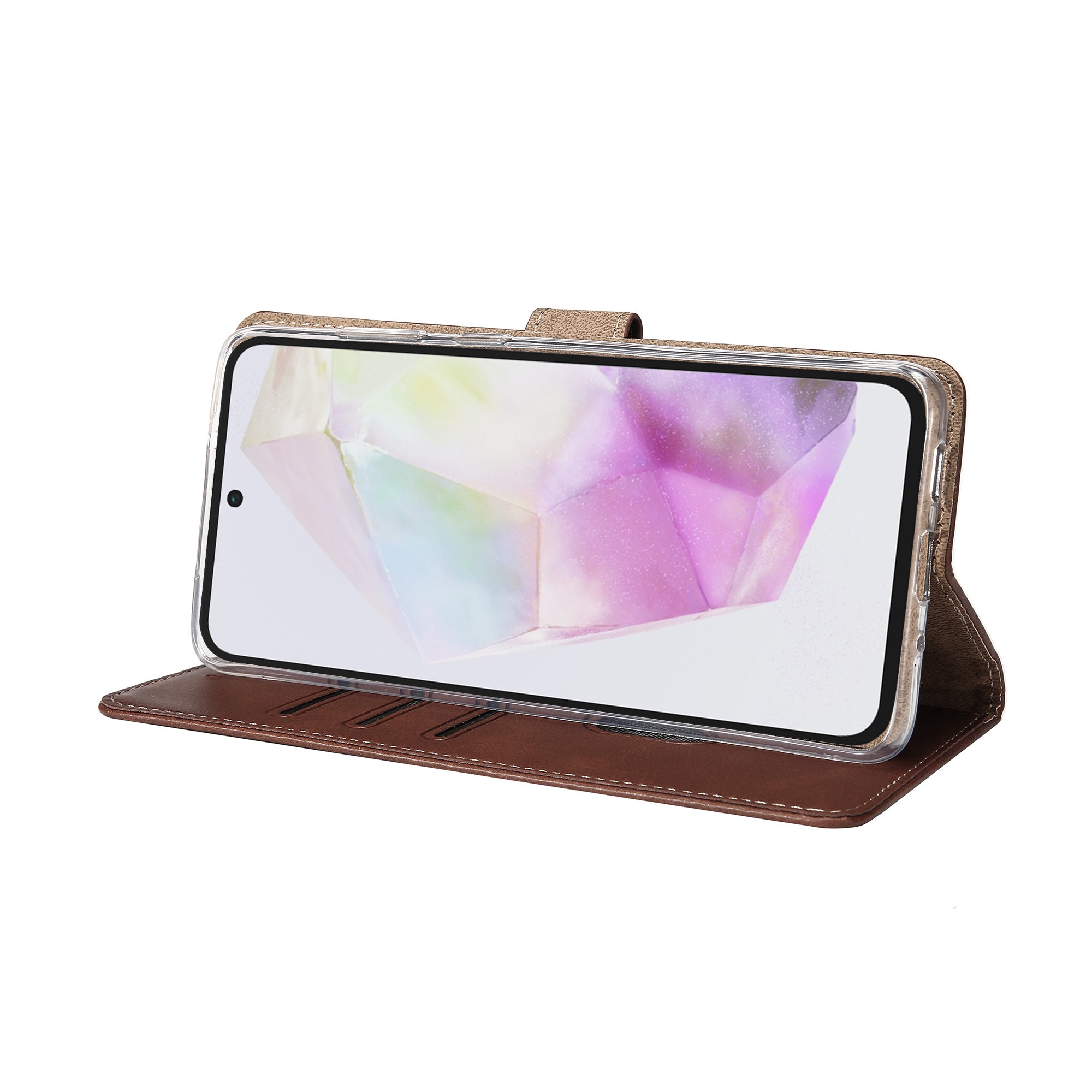 Rixus Bookcase For Samsung Galaxy A35 5G Brown