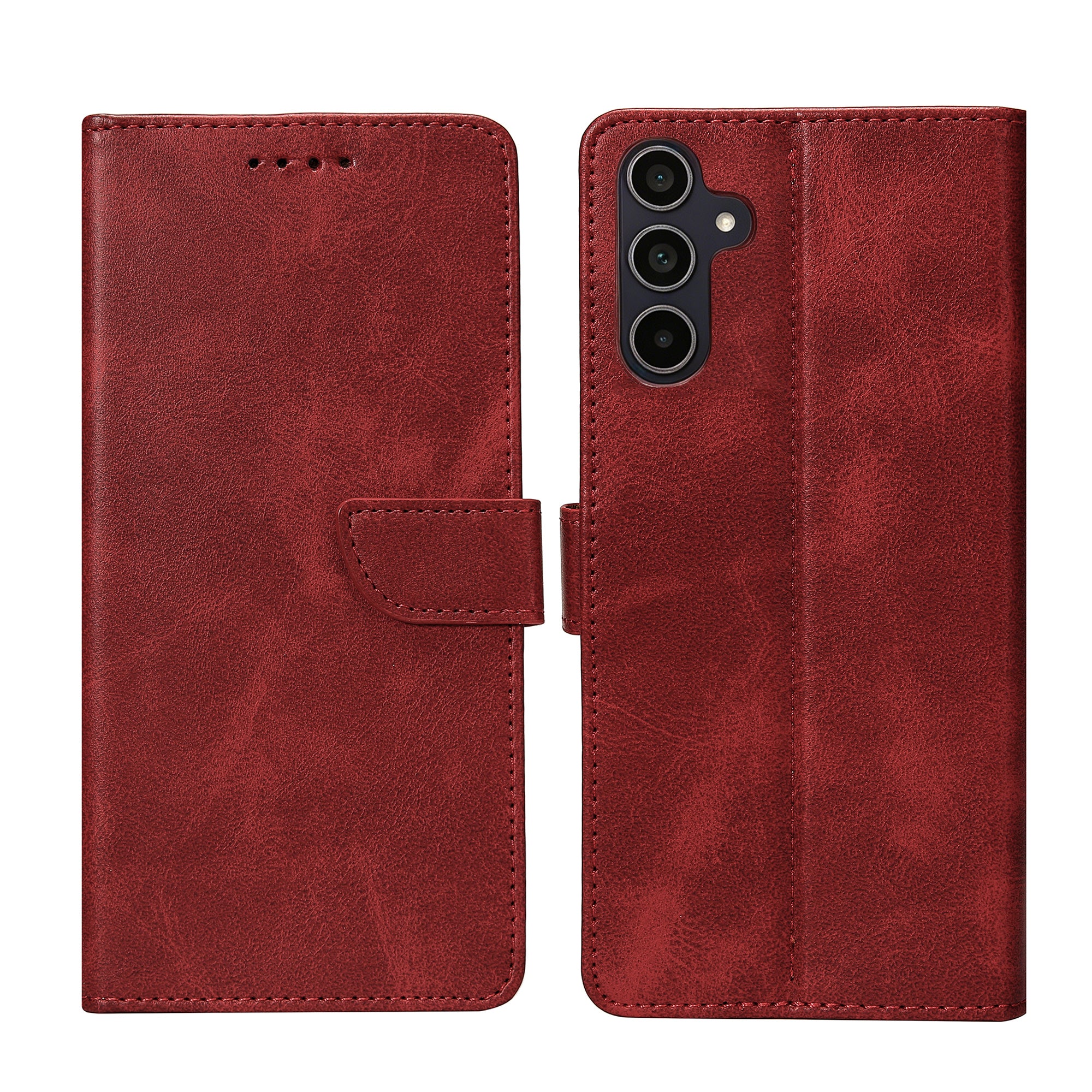 Rixus Bookcase For Samsung Galaxy A35 5G Dark Red