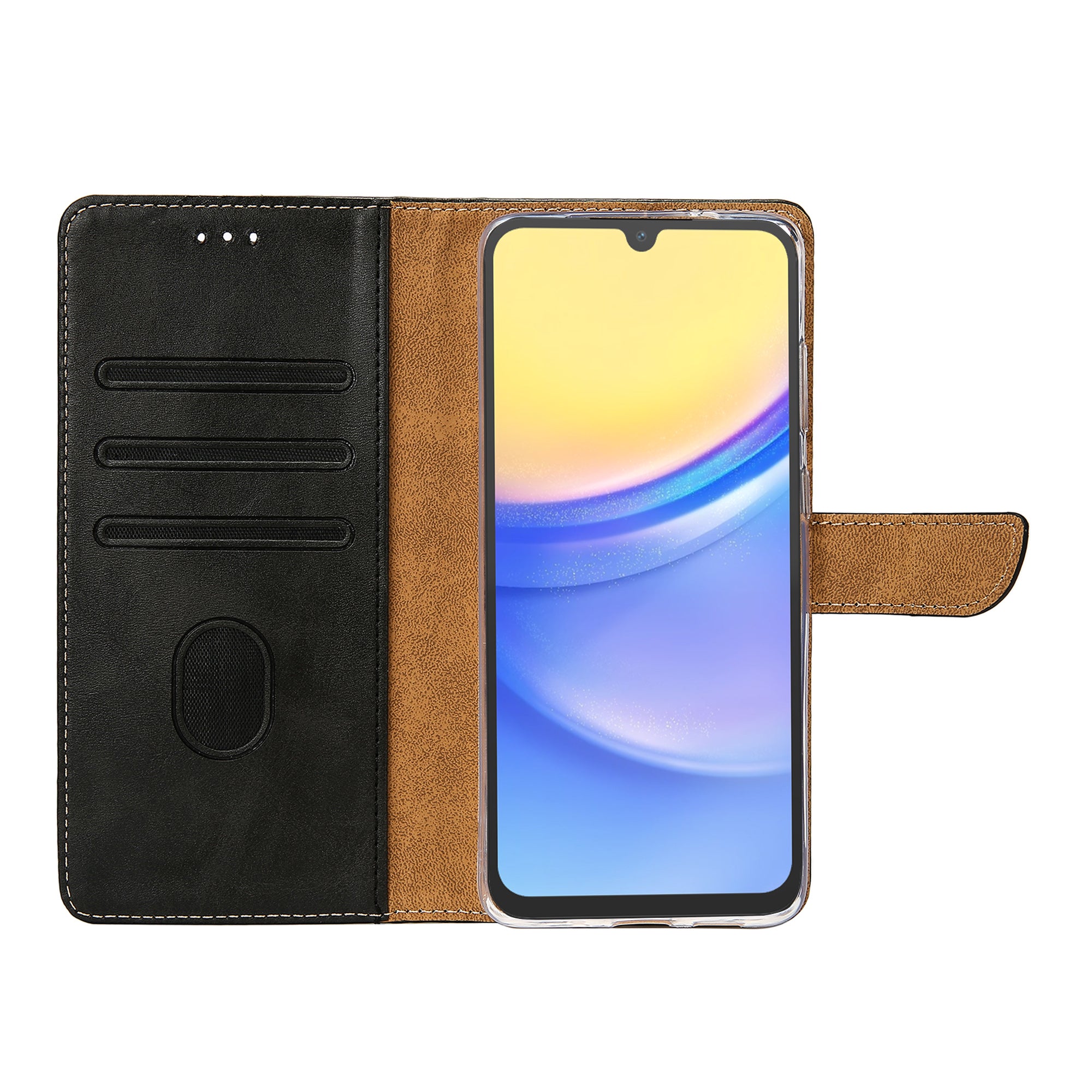Rixus Bookcase For Samsung Galaxy A15 5G Black