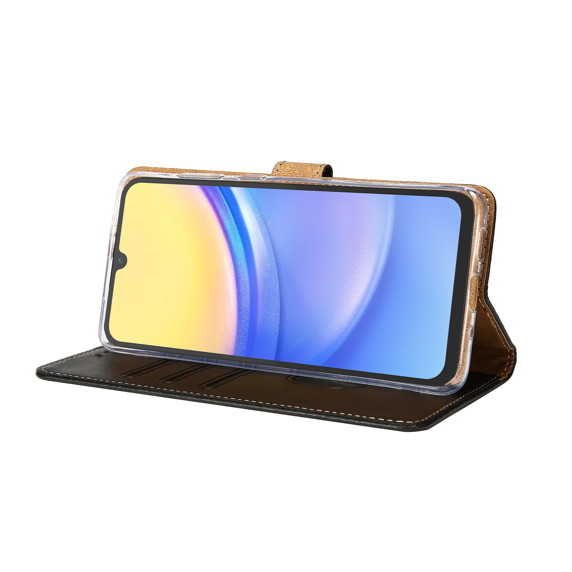 Rixus Bookcase For Samsung Galaxy A15 5G Black