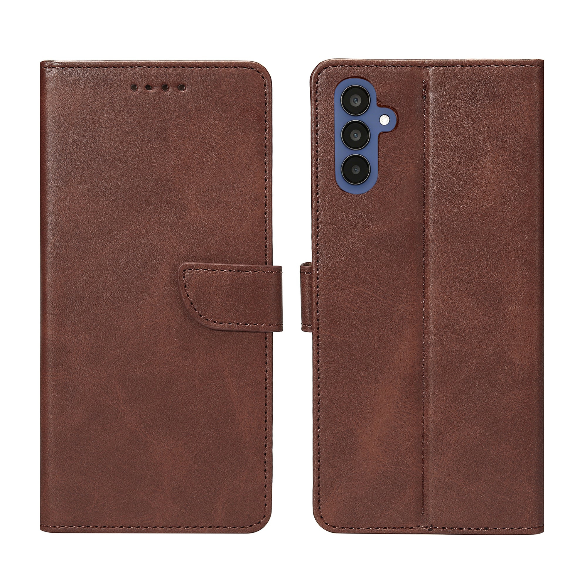 Rixus Bookcase For Samsung Galaxy A15 5G Brown
