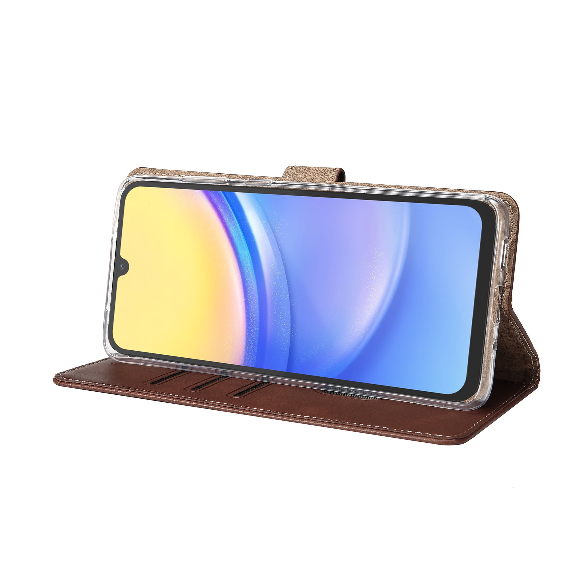 Rixus Bookcase For Samsung Galaxy A15 5G Brown