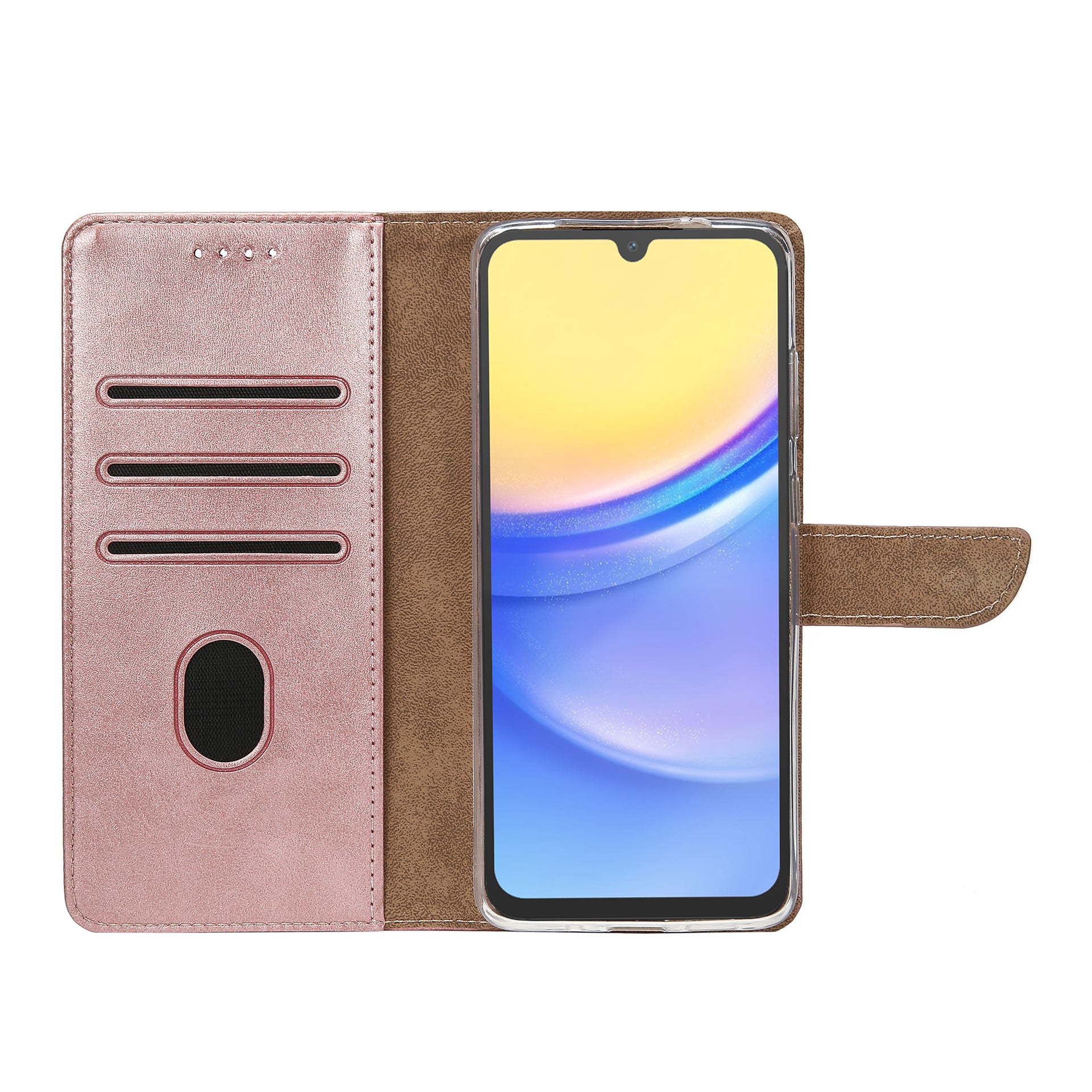 Rixus Bookcase For Samsung Galaxy A15 5G Pink