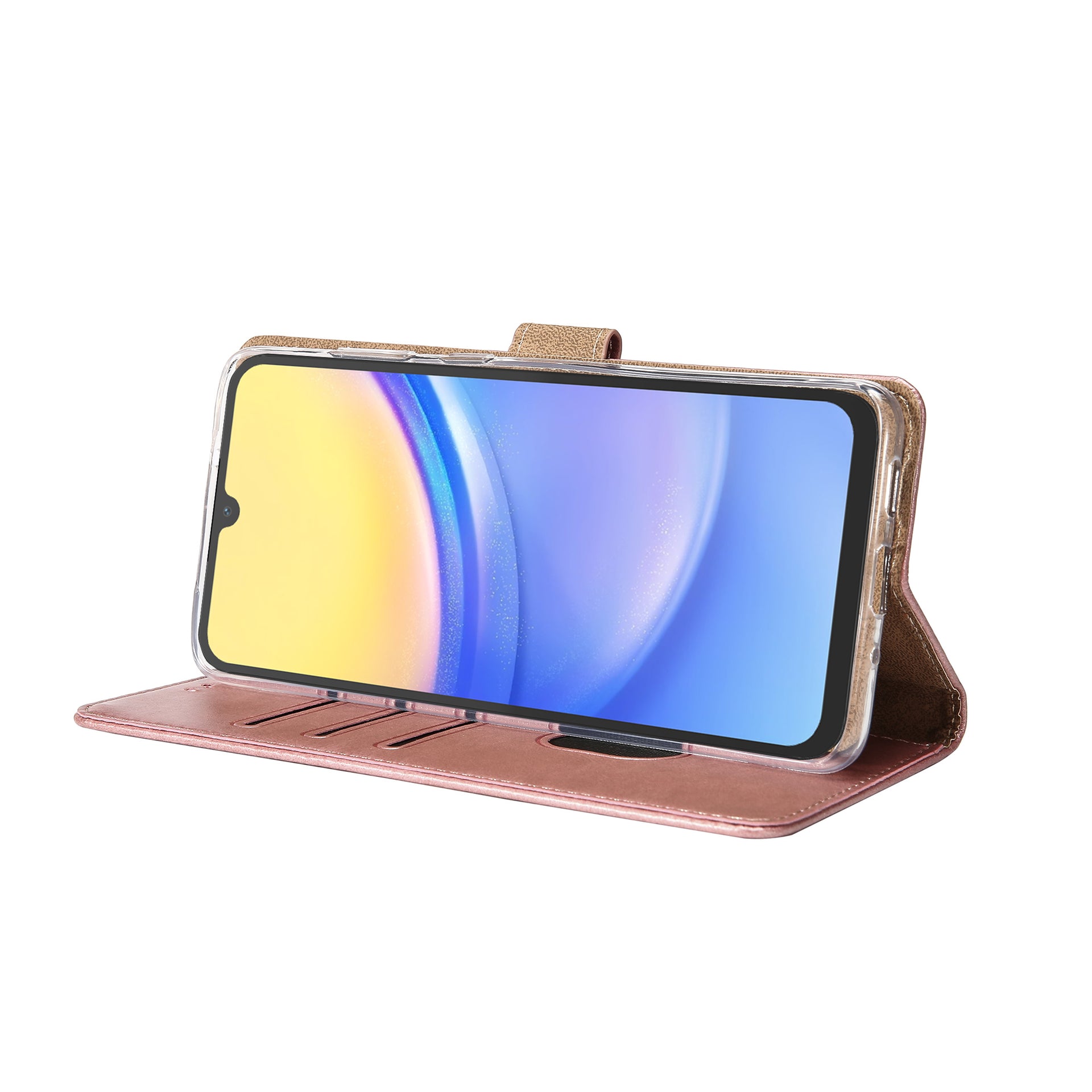 Rixus Bookcase For Samsung Galaxy A15 5G Pink