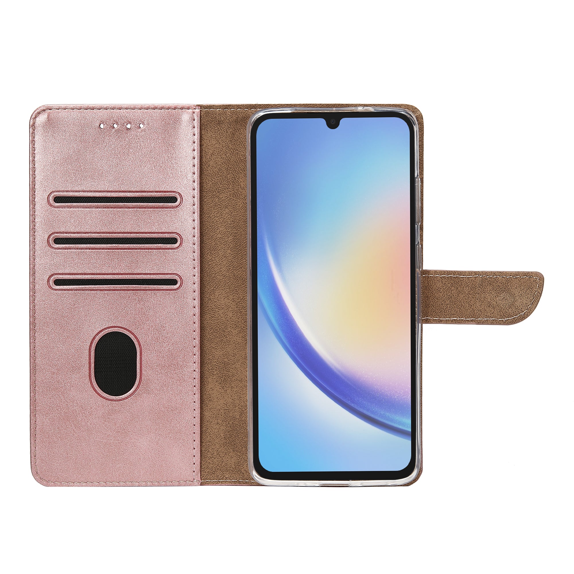 Rixus Bookcase For Samsung Galaxy A34 5G Pink