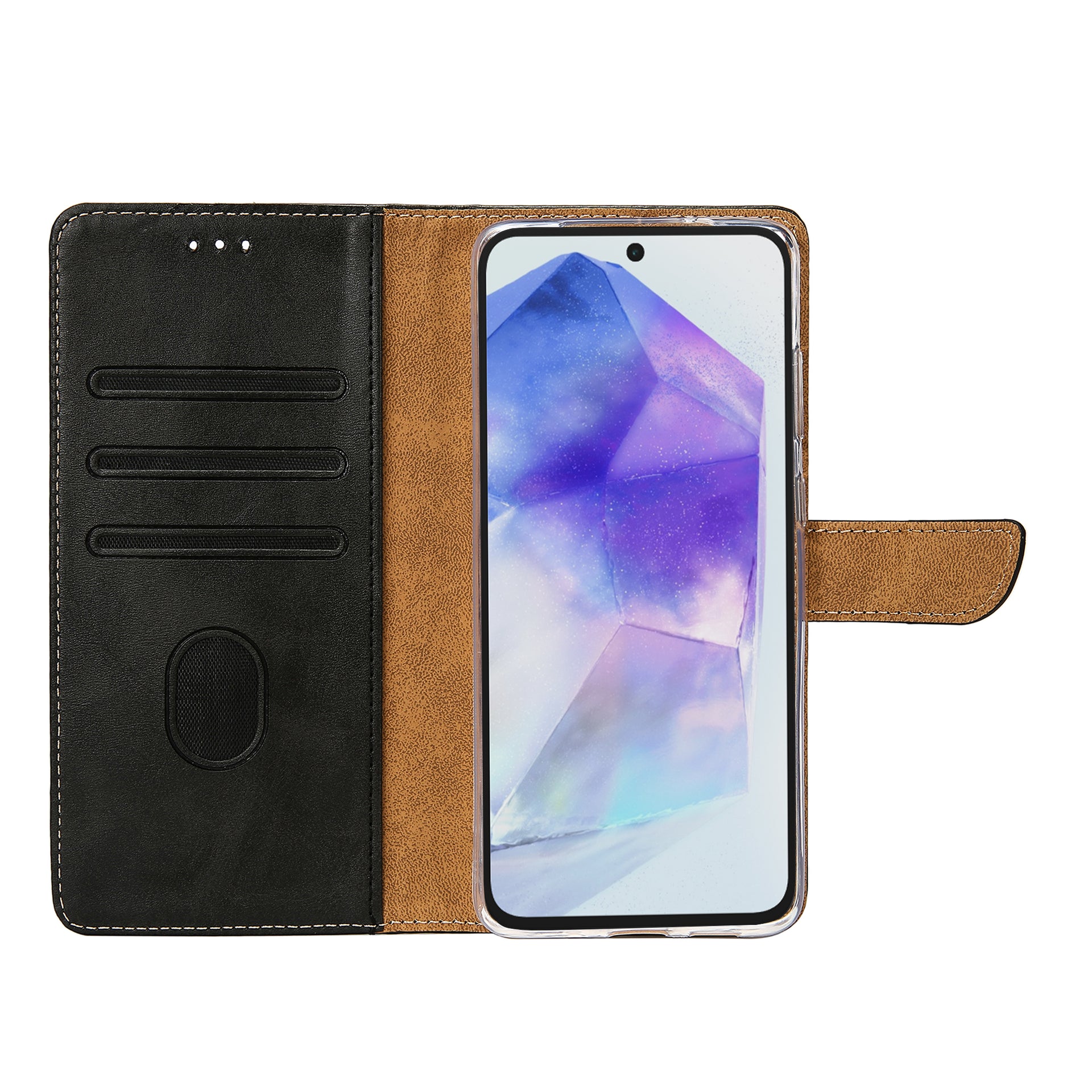 Rixus Bookcase For Samsung Galaxy A55 5G Black